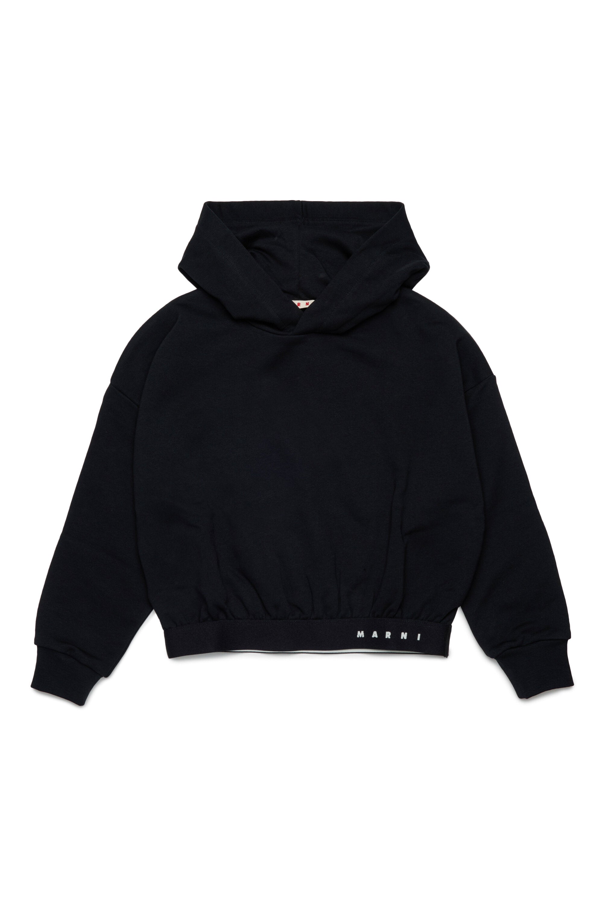 Hooded sweatshirt with logoed elastic