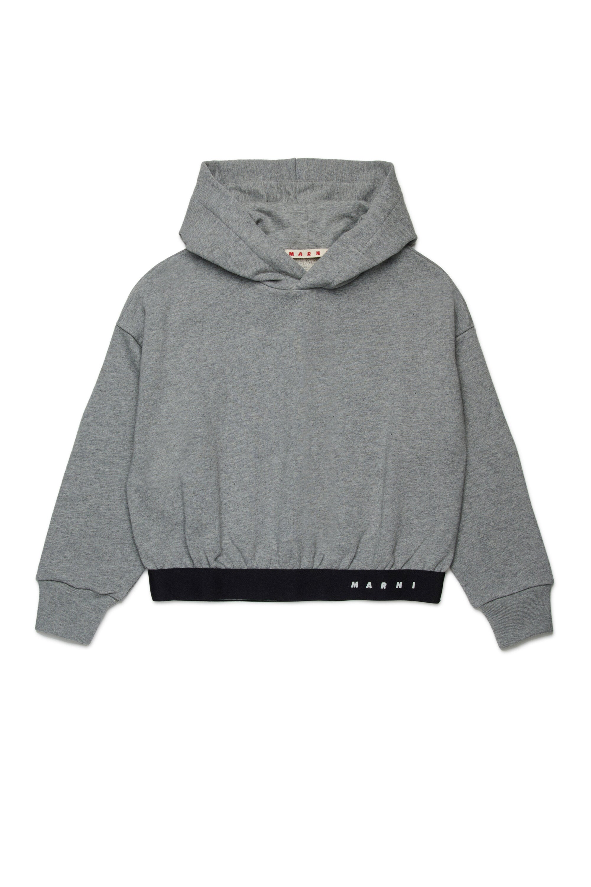 Hooded sweatshirt with logoed elastic
