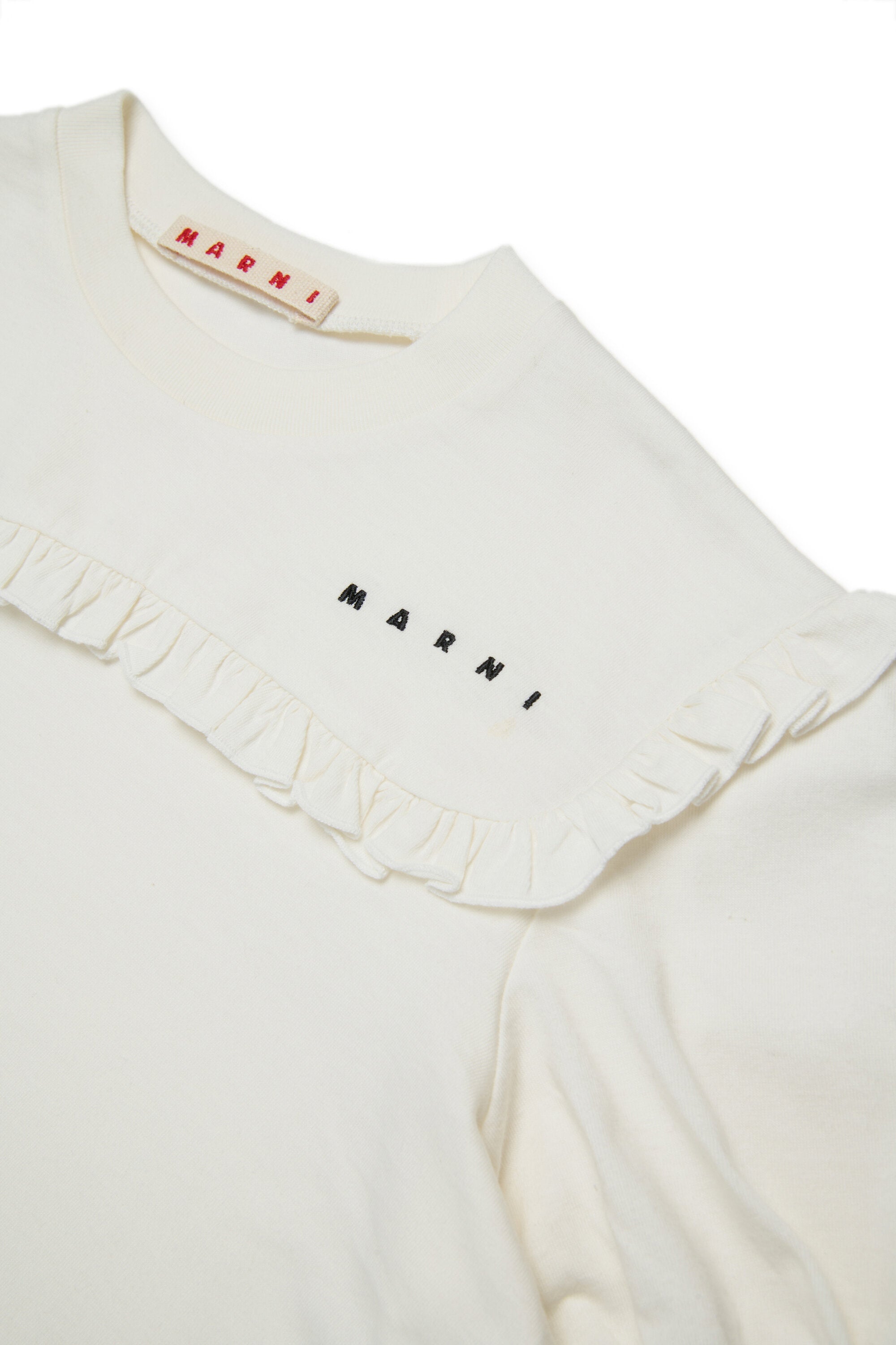 Jersey T-shirt with ruffles and logo