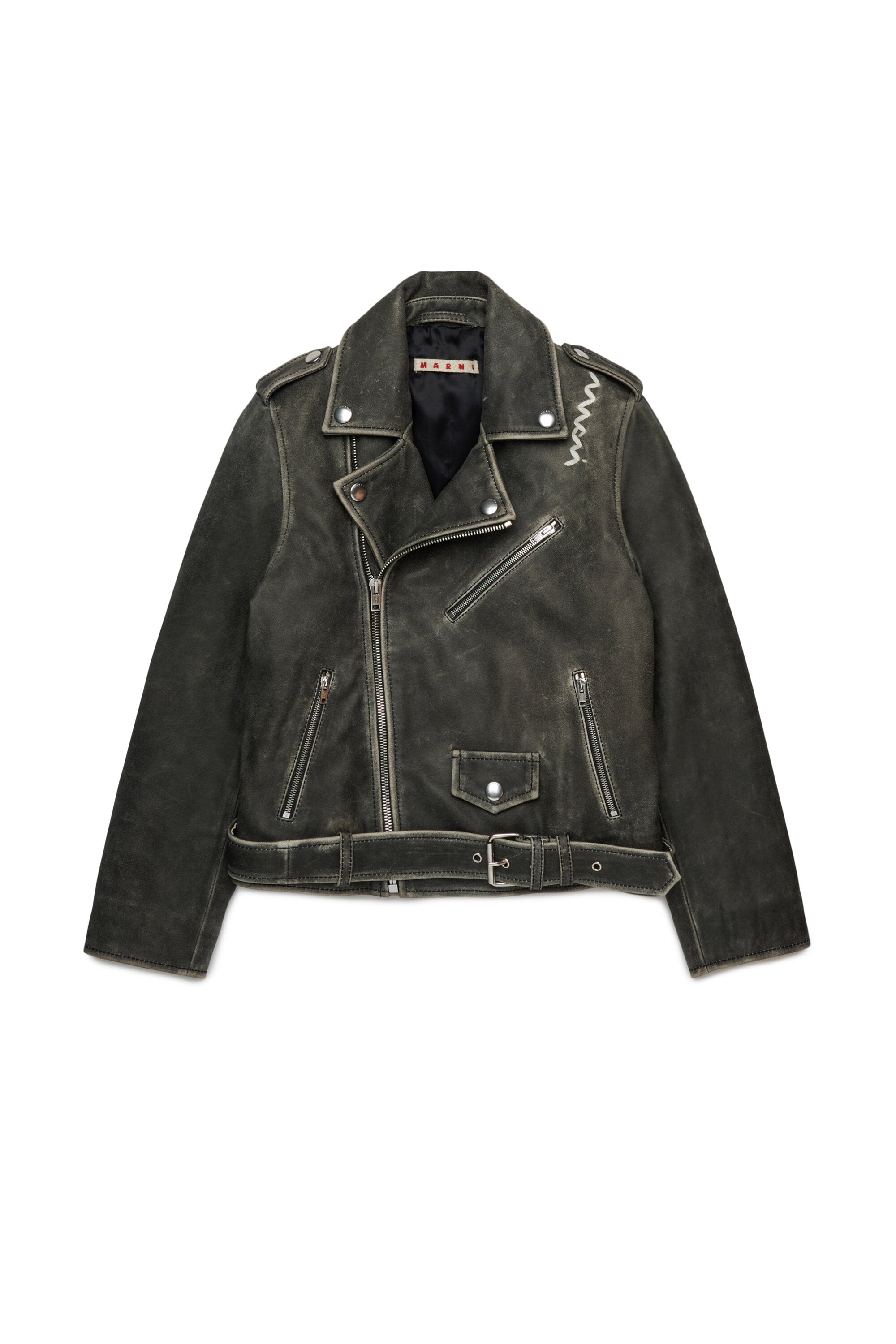 Real leather jacket with a worn effect