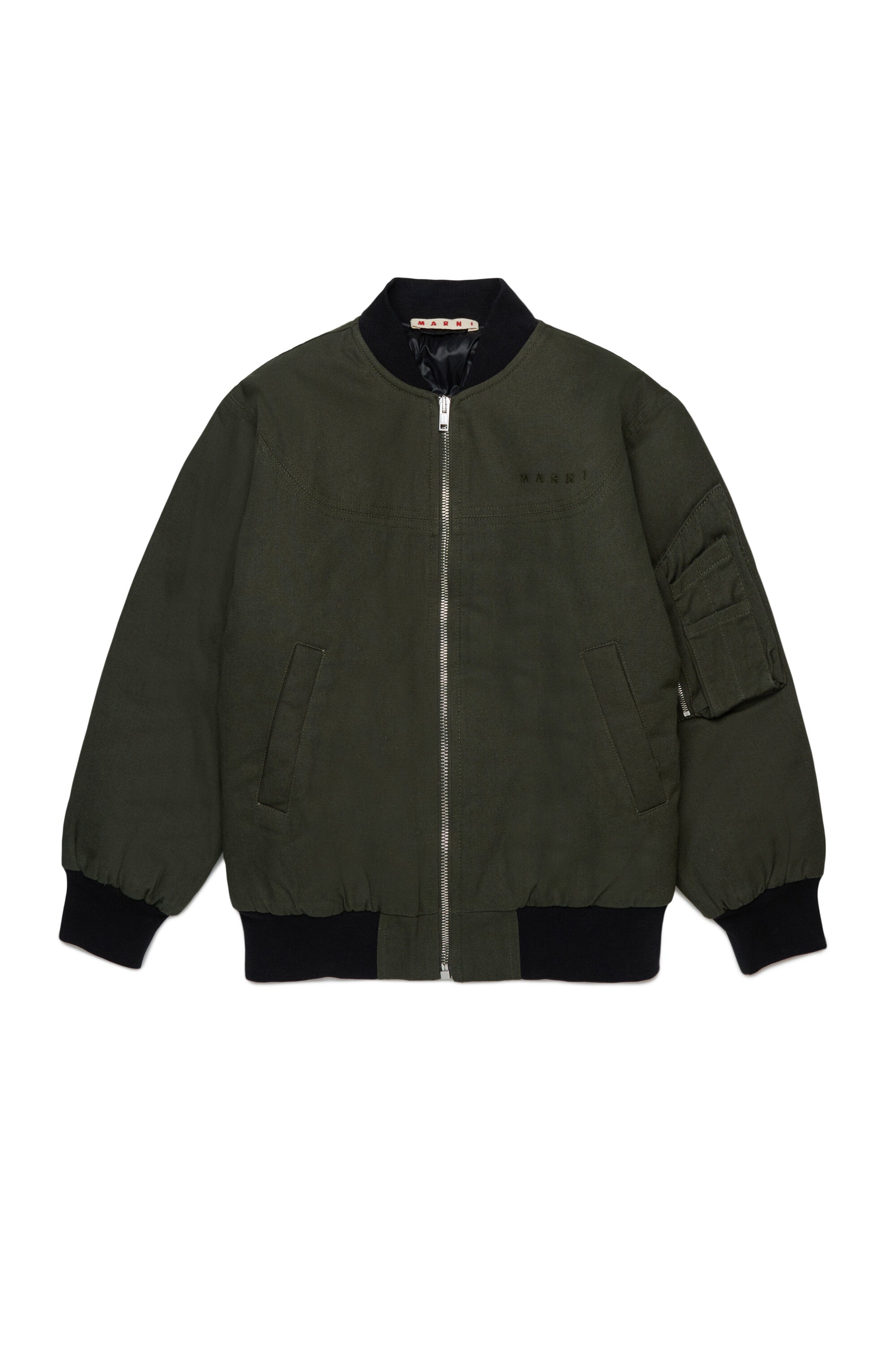 Gabardine bomber jacket with logo