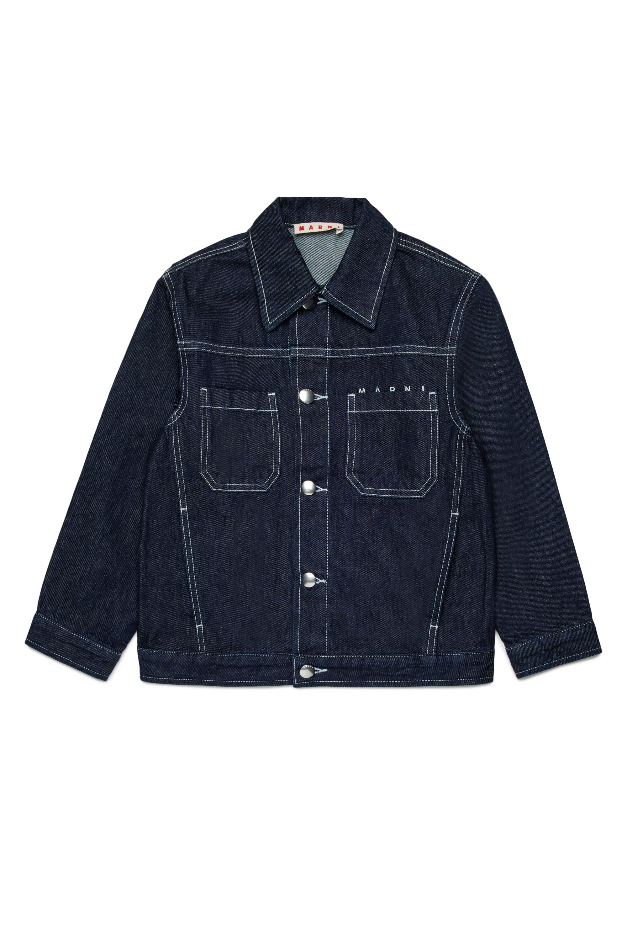 Denim jacket with printed logo
