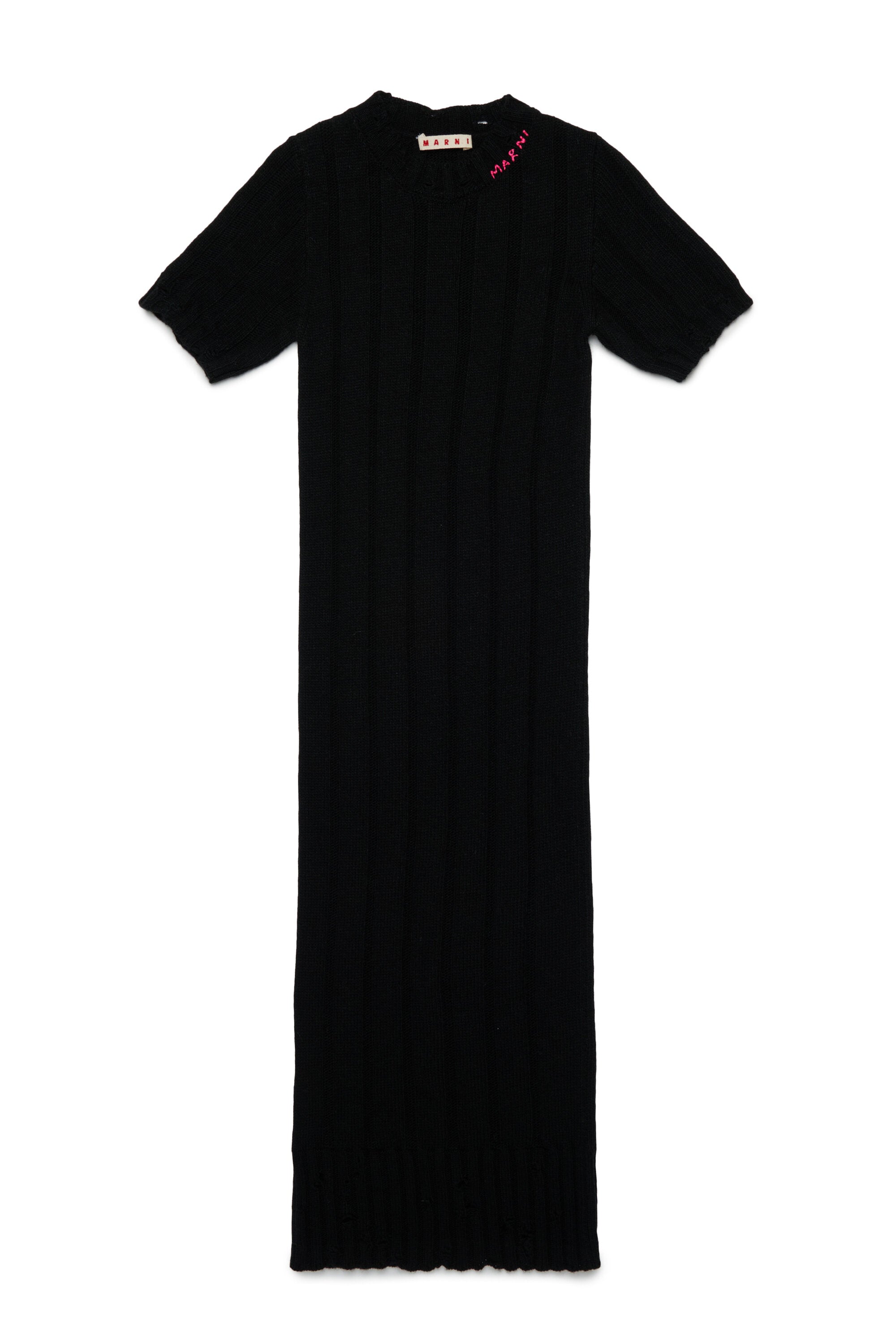 Wool-blend long dress with breaks