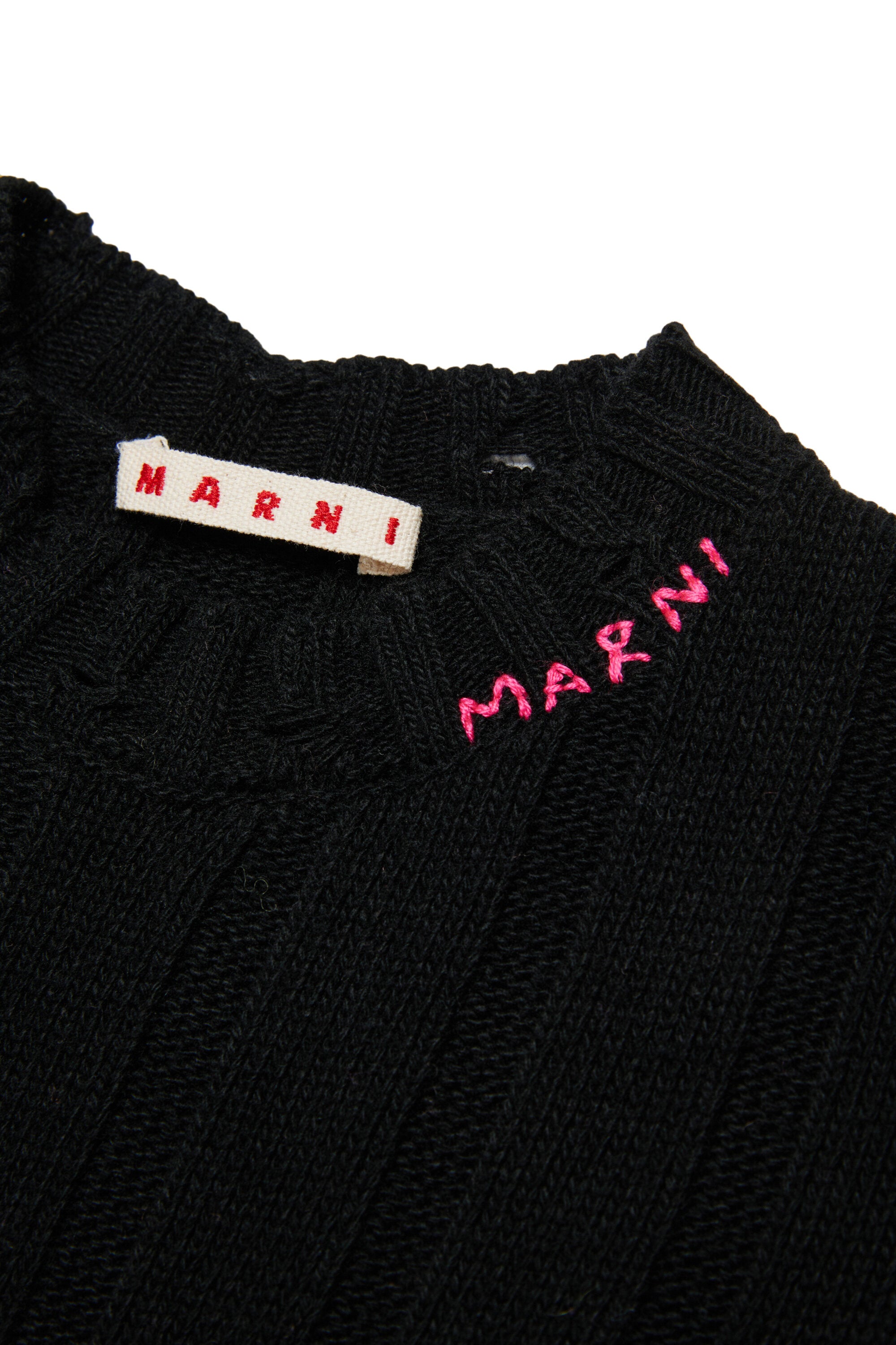 Wool-blend long dress with breaks