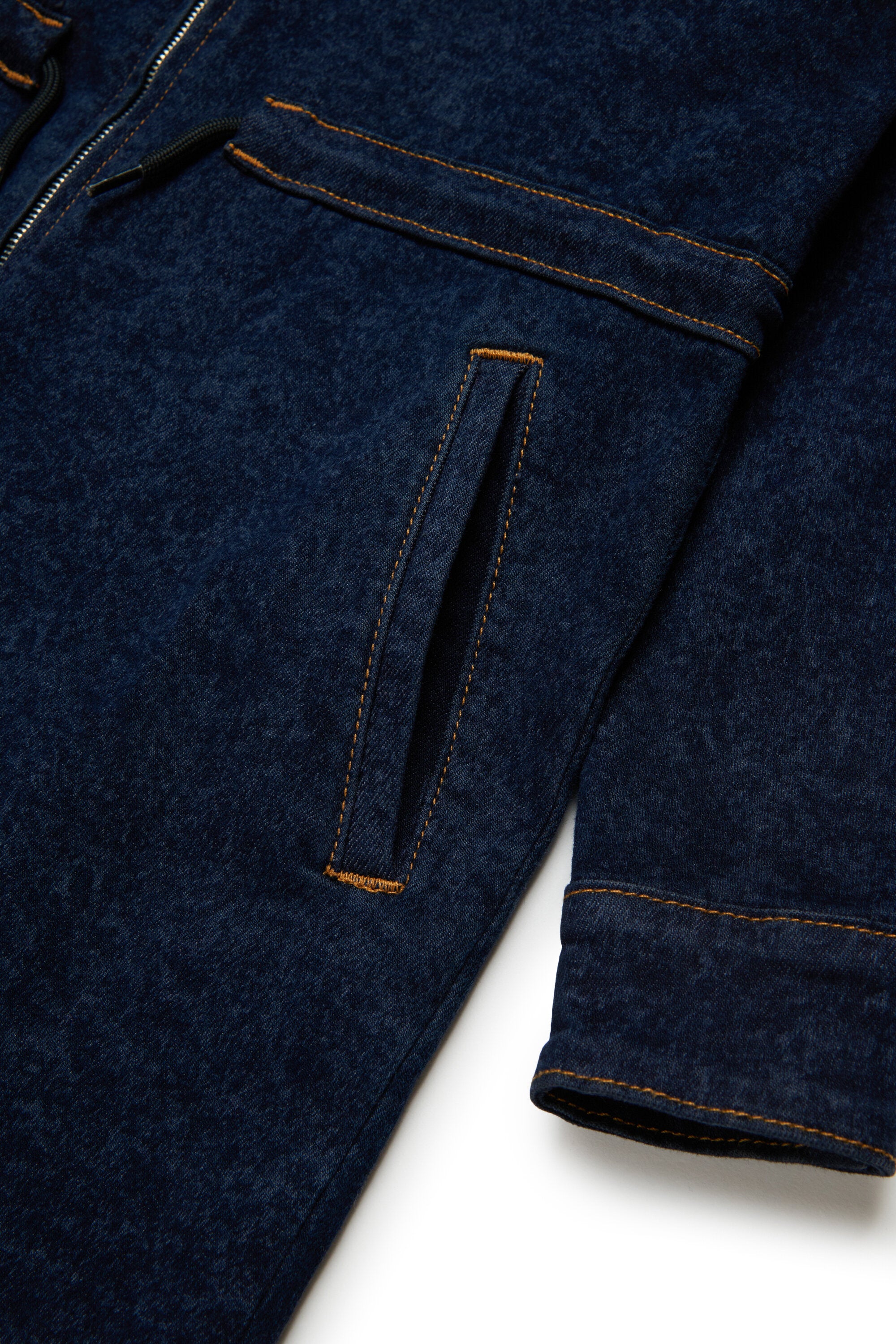 Marbled denim jumpsuit with drawstrings