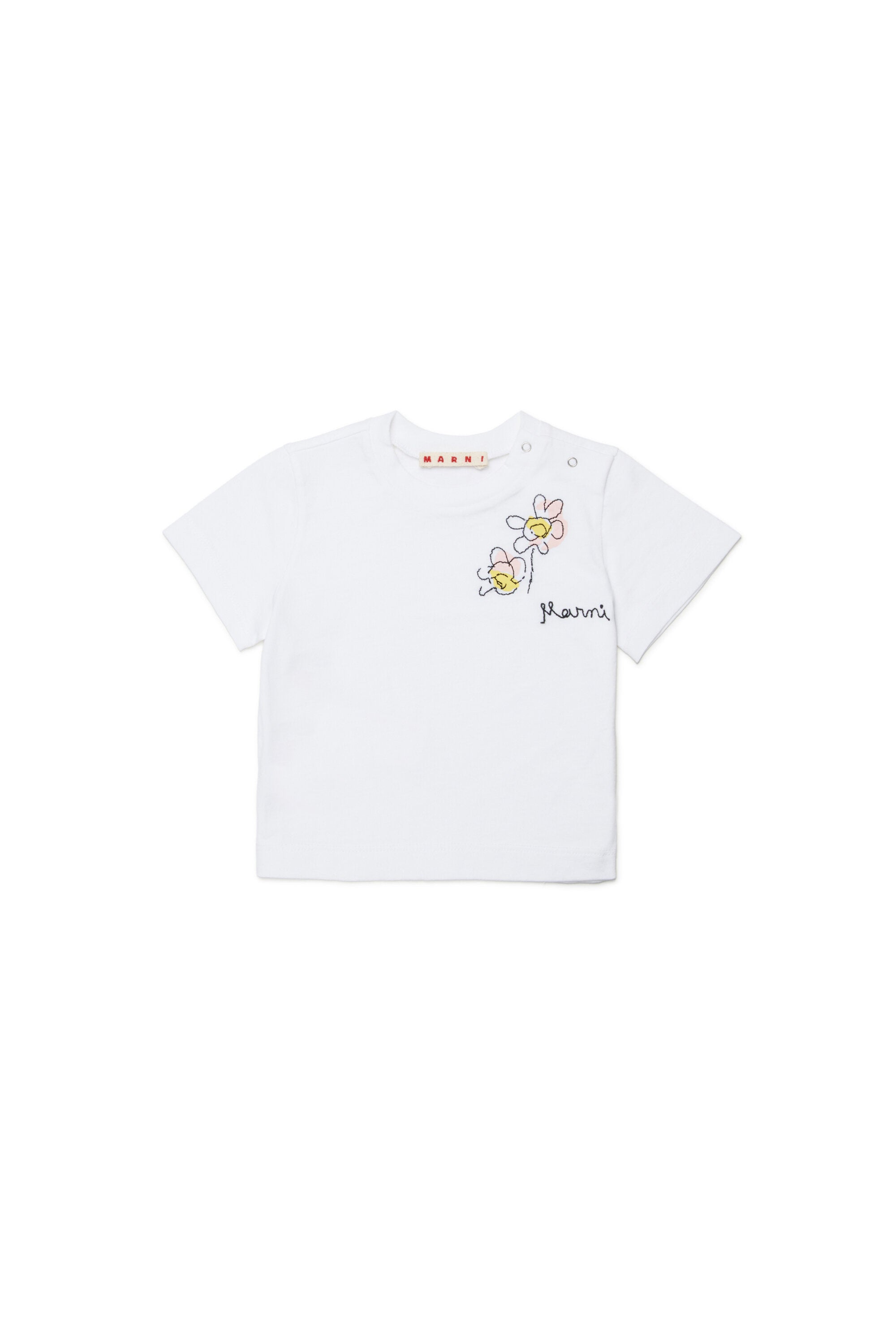 T-shirt with logo and floral embroidery