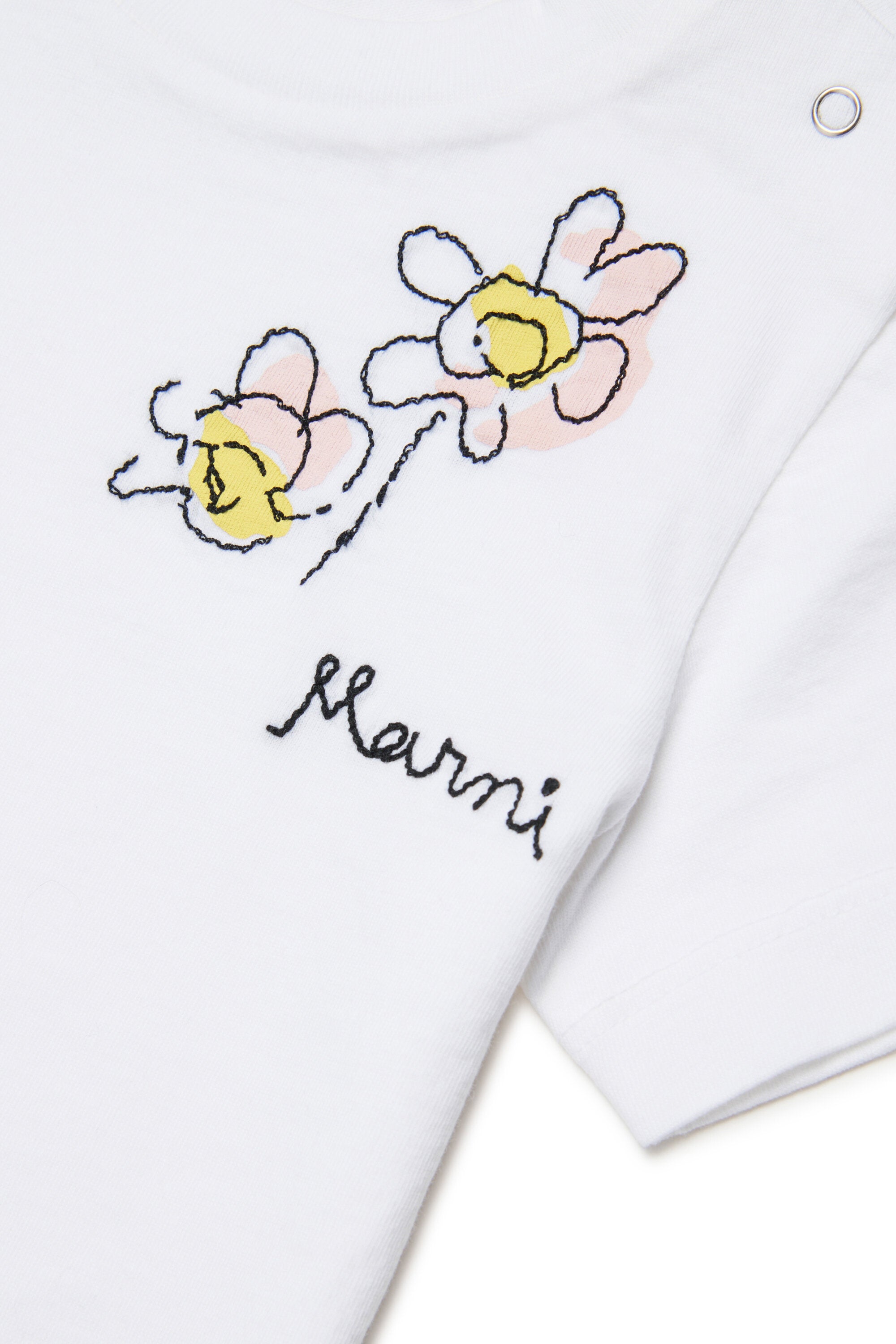 T-shirt with logo and floral embroidery