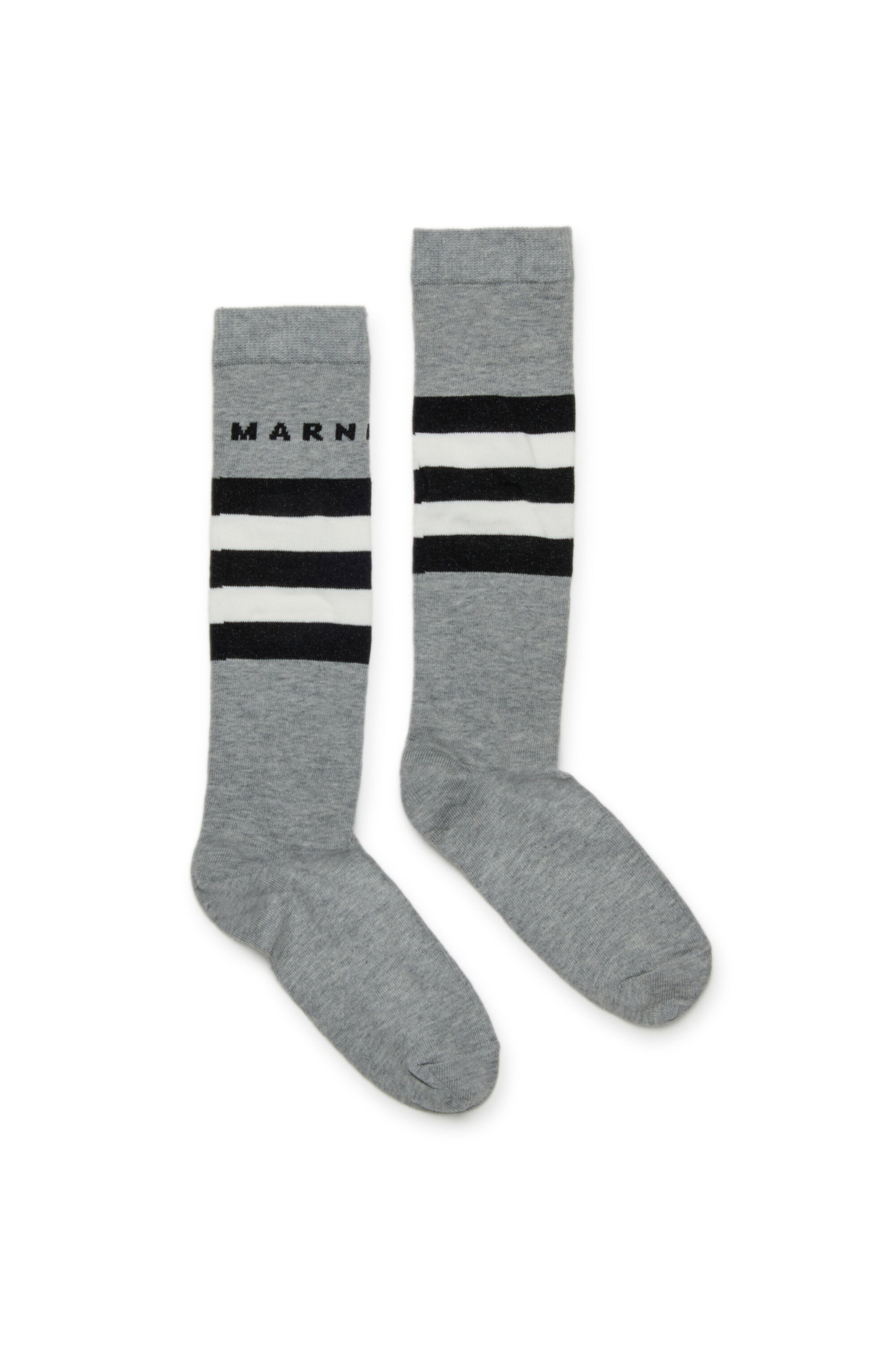 Cotton blend socks with stripes and logo