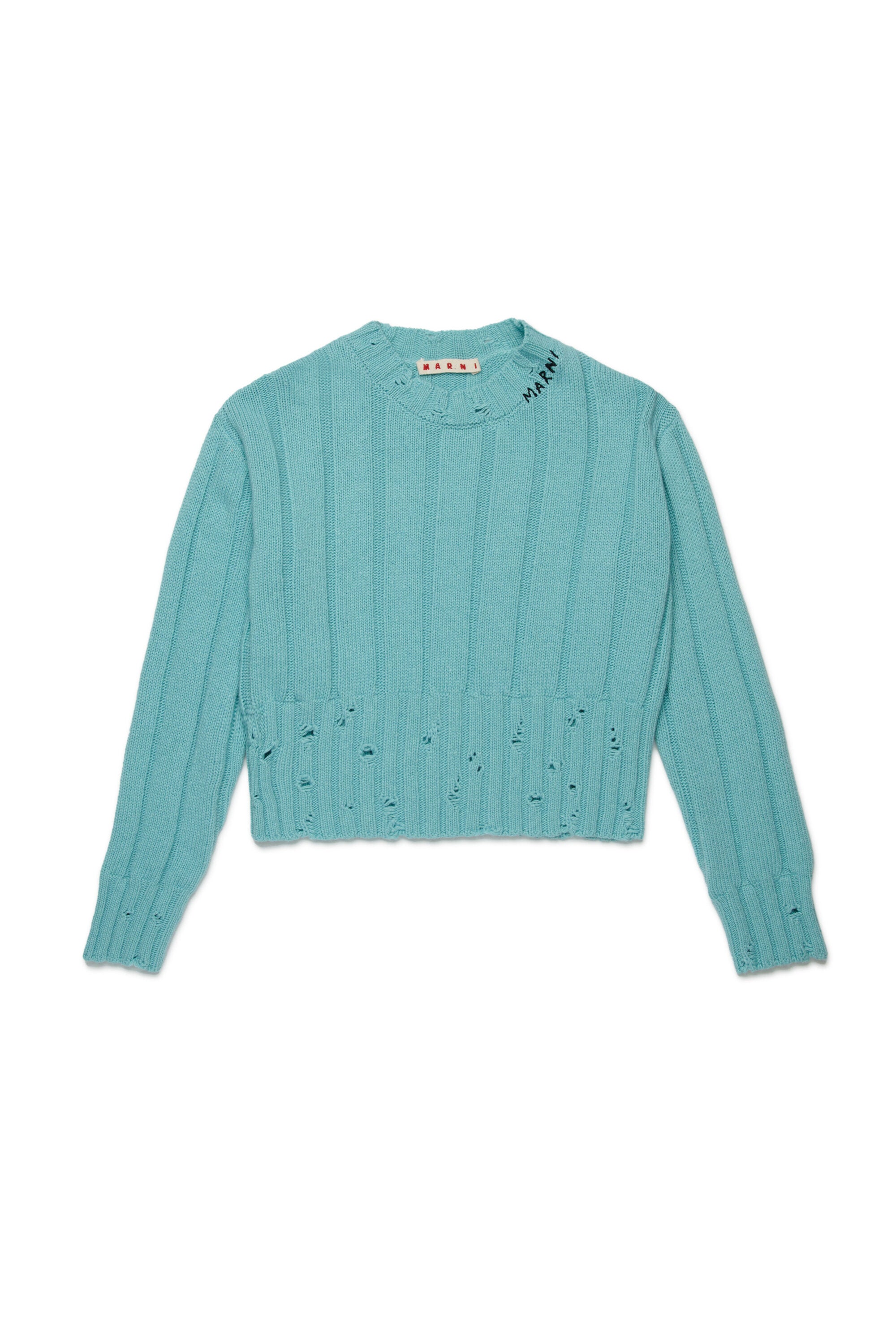 Cropped wool-blend pullover with breaks