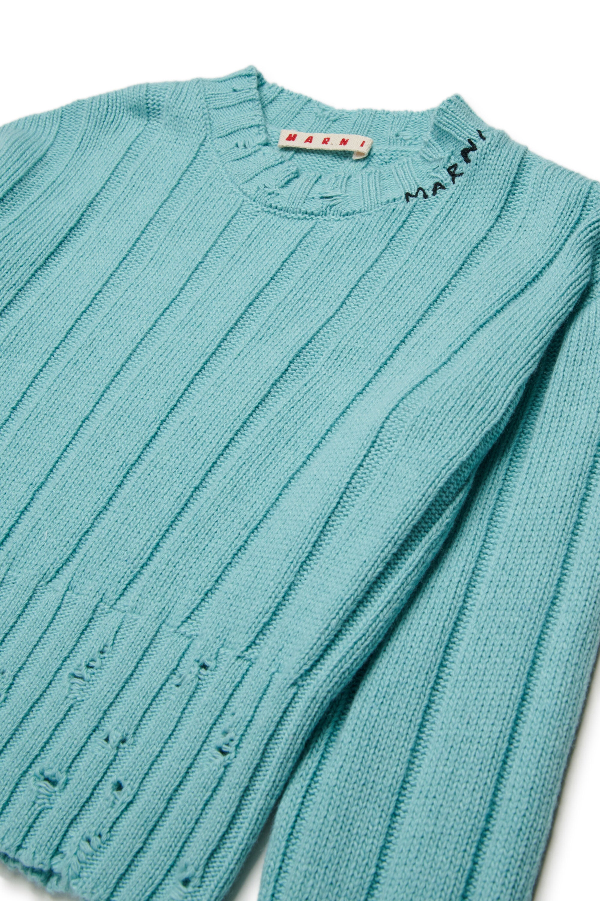 Cropped wool-blend pullover with breaks