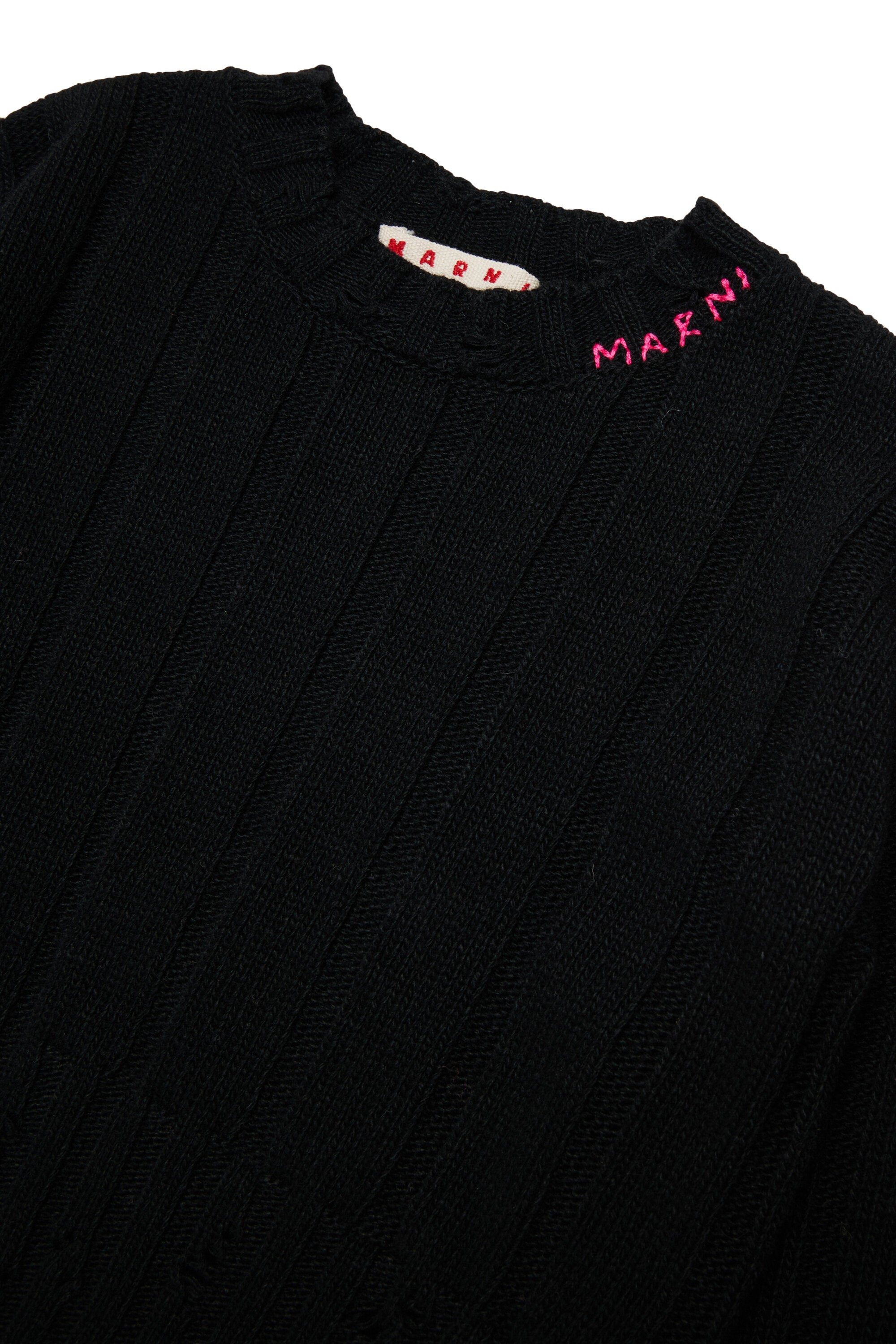 Cropped wool-blend pullover with breaks