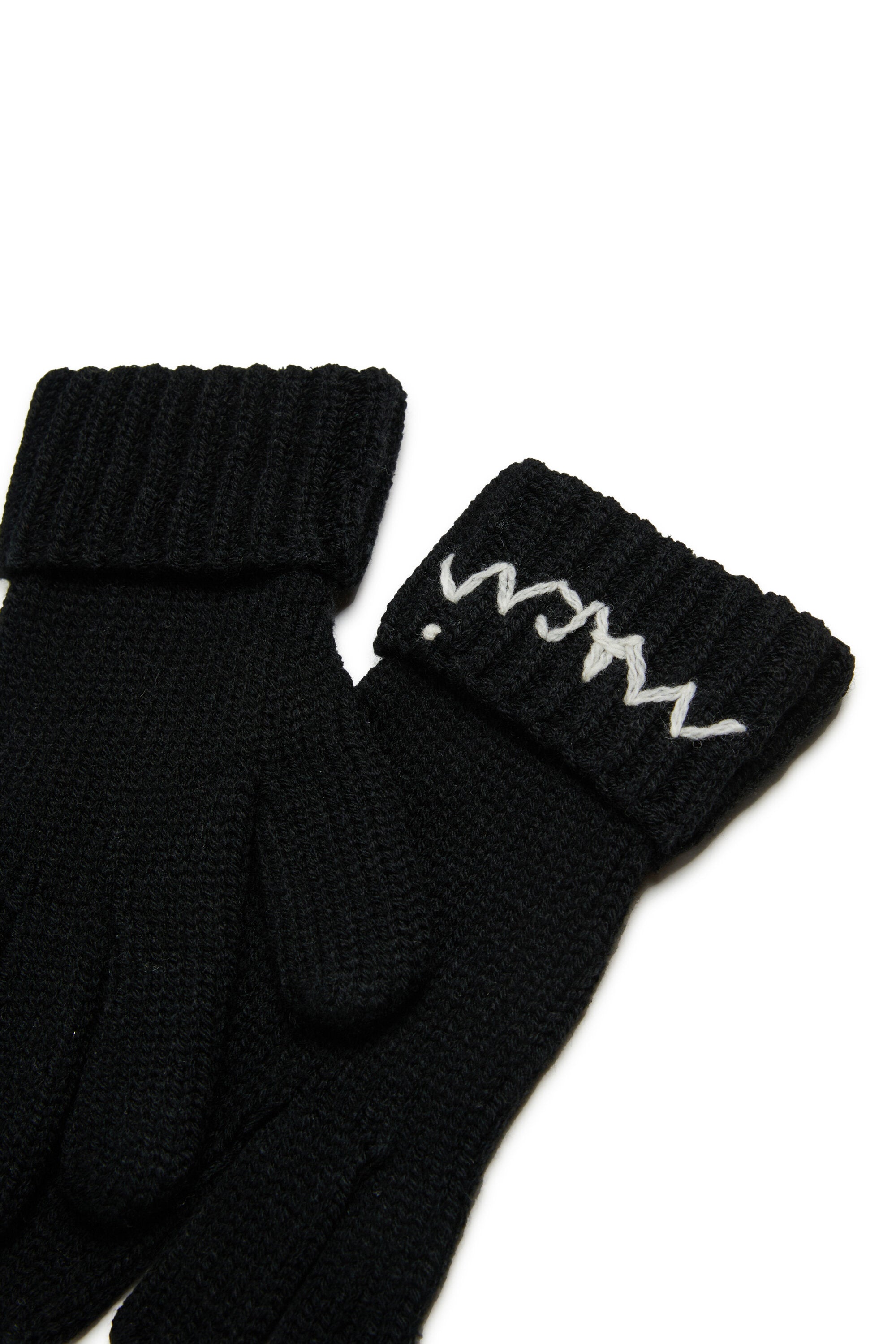 Wool-blend knit gloves with logo