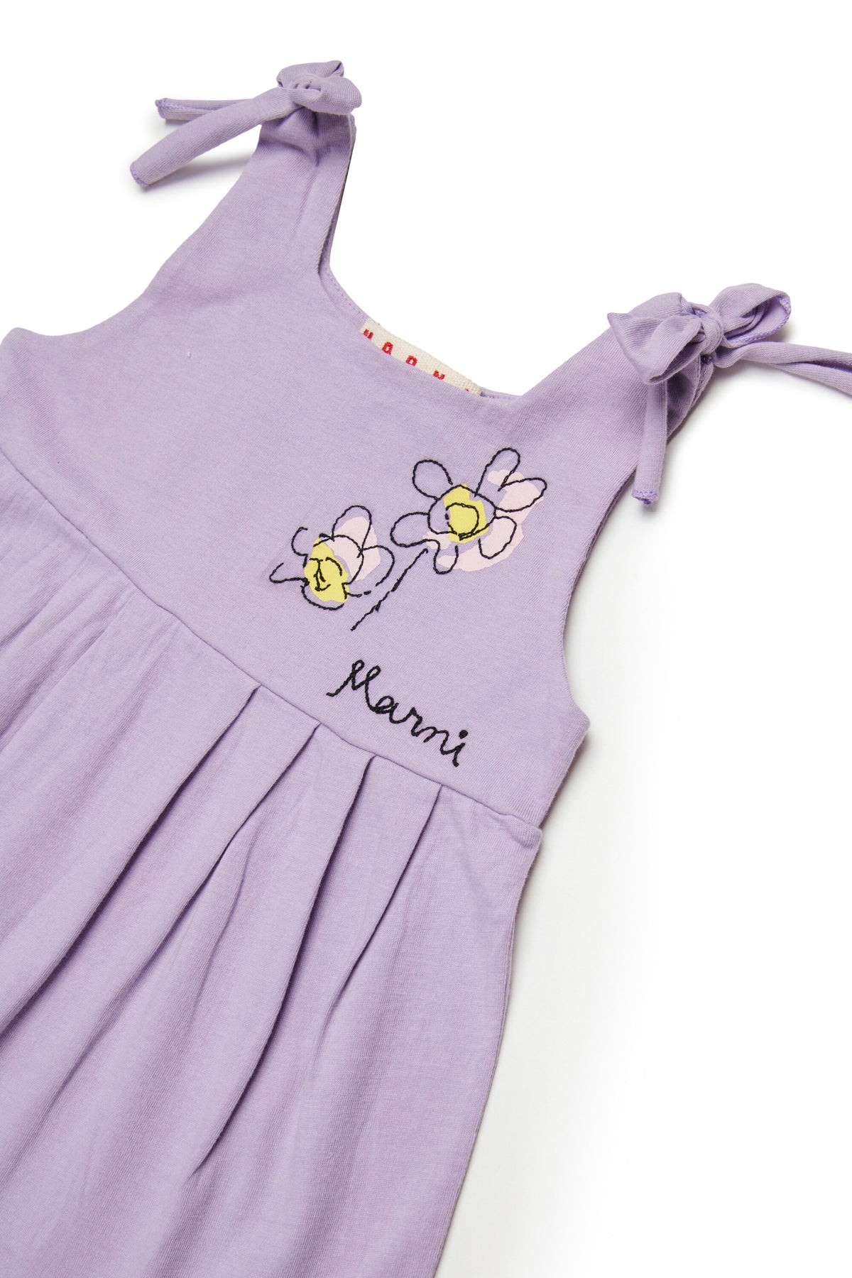Dress with embroidered flowers and bows