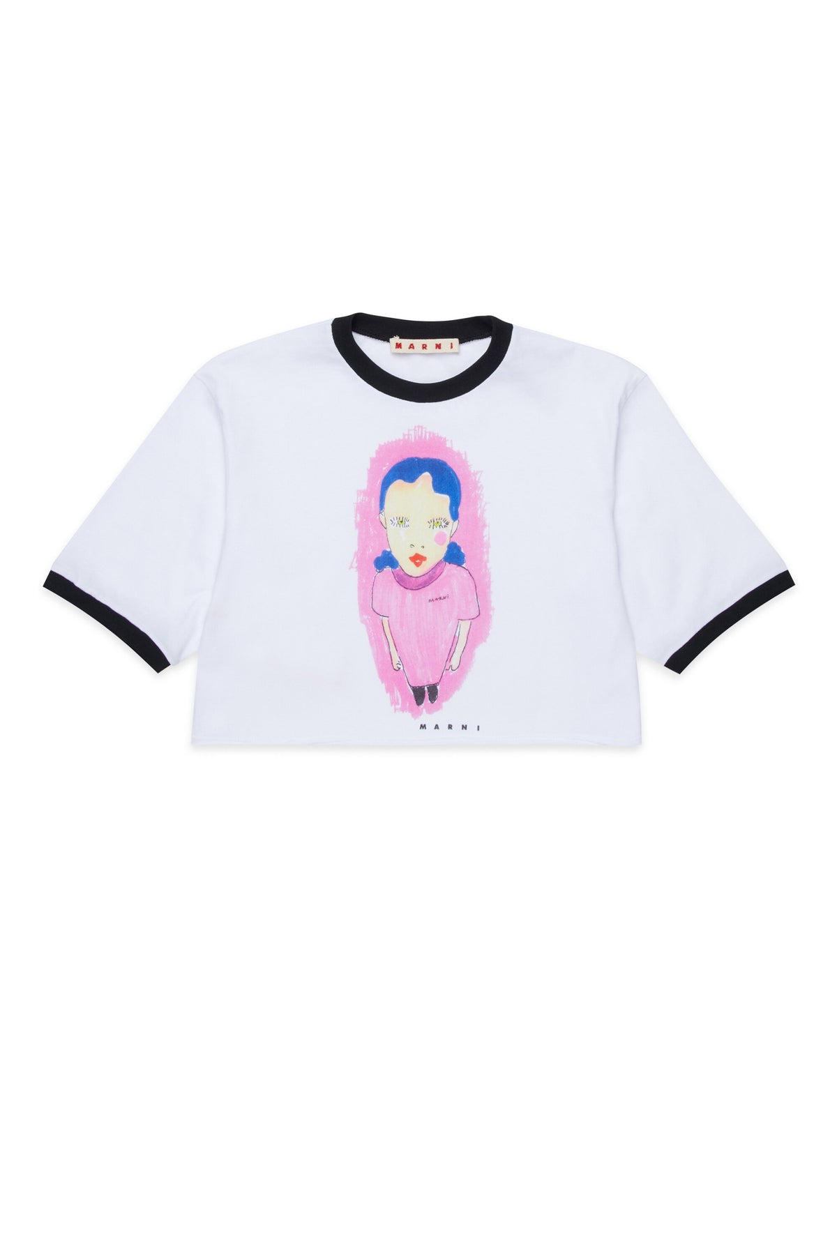 Graphic print t-shirt with contrasting trims