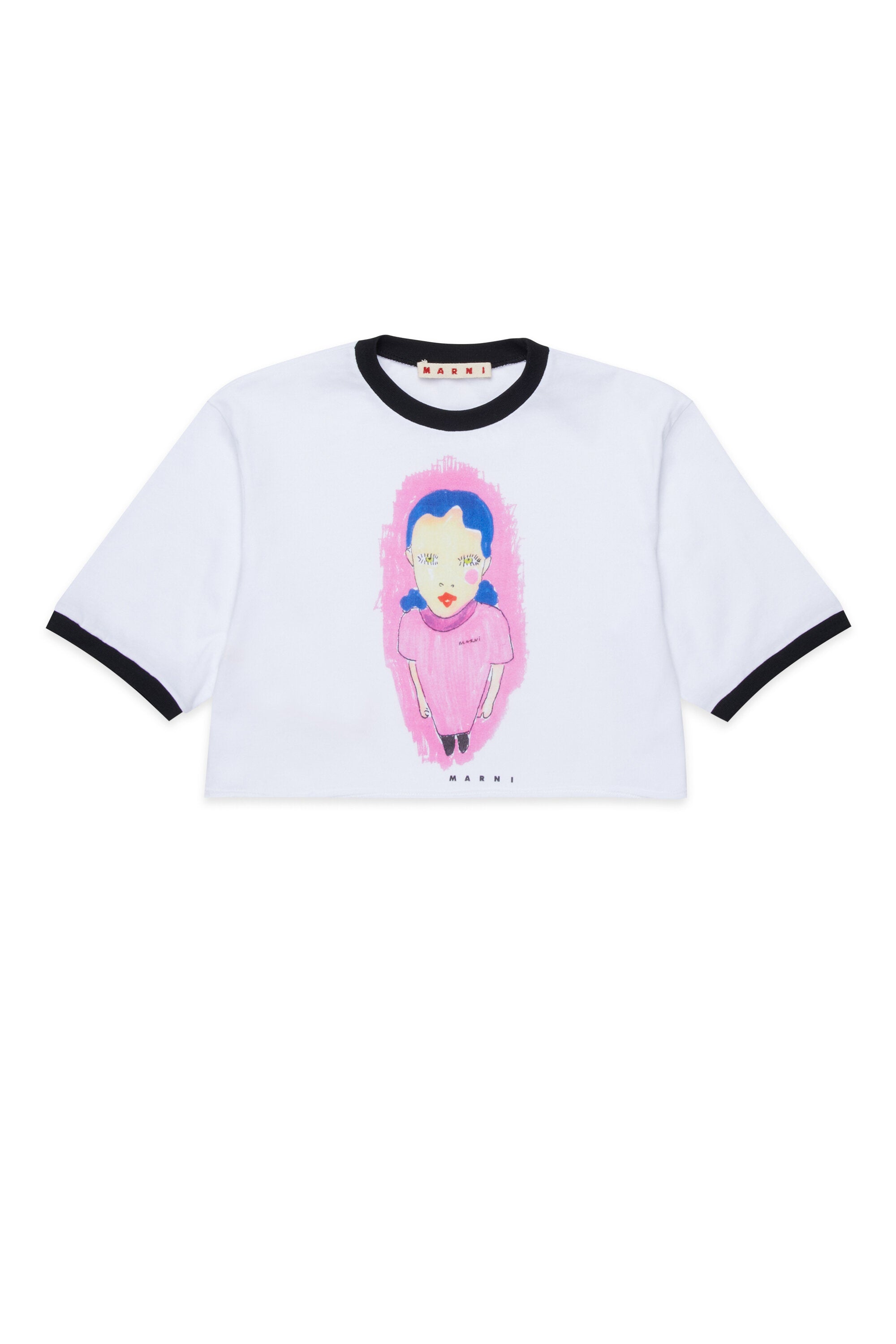 Graphic print t-shirt with contrasting trims