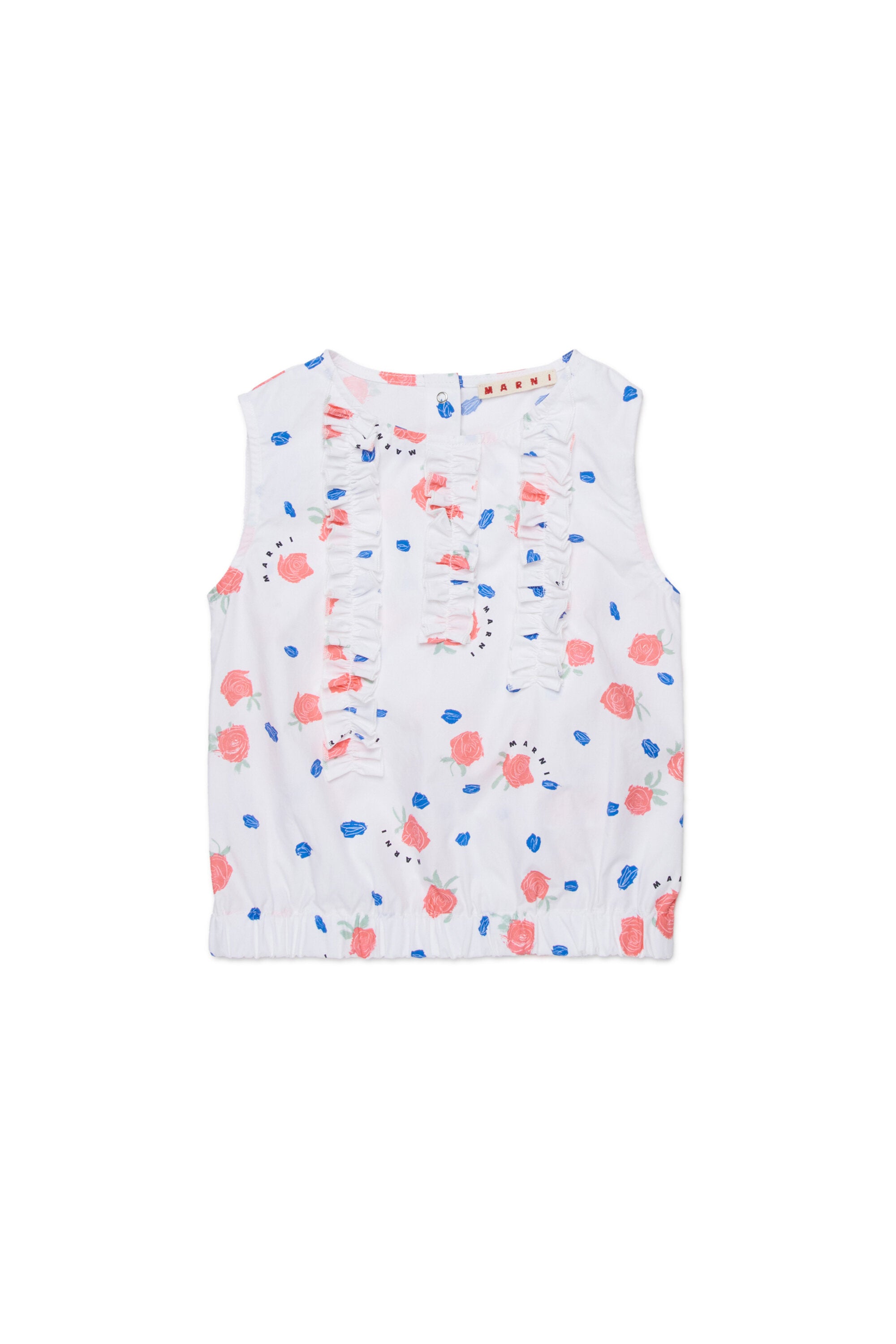 Sleeveless shirt with ruffles