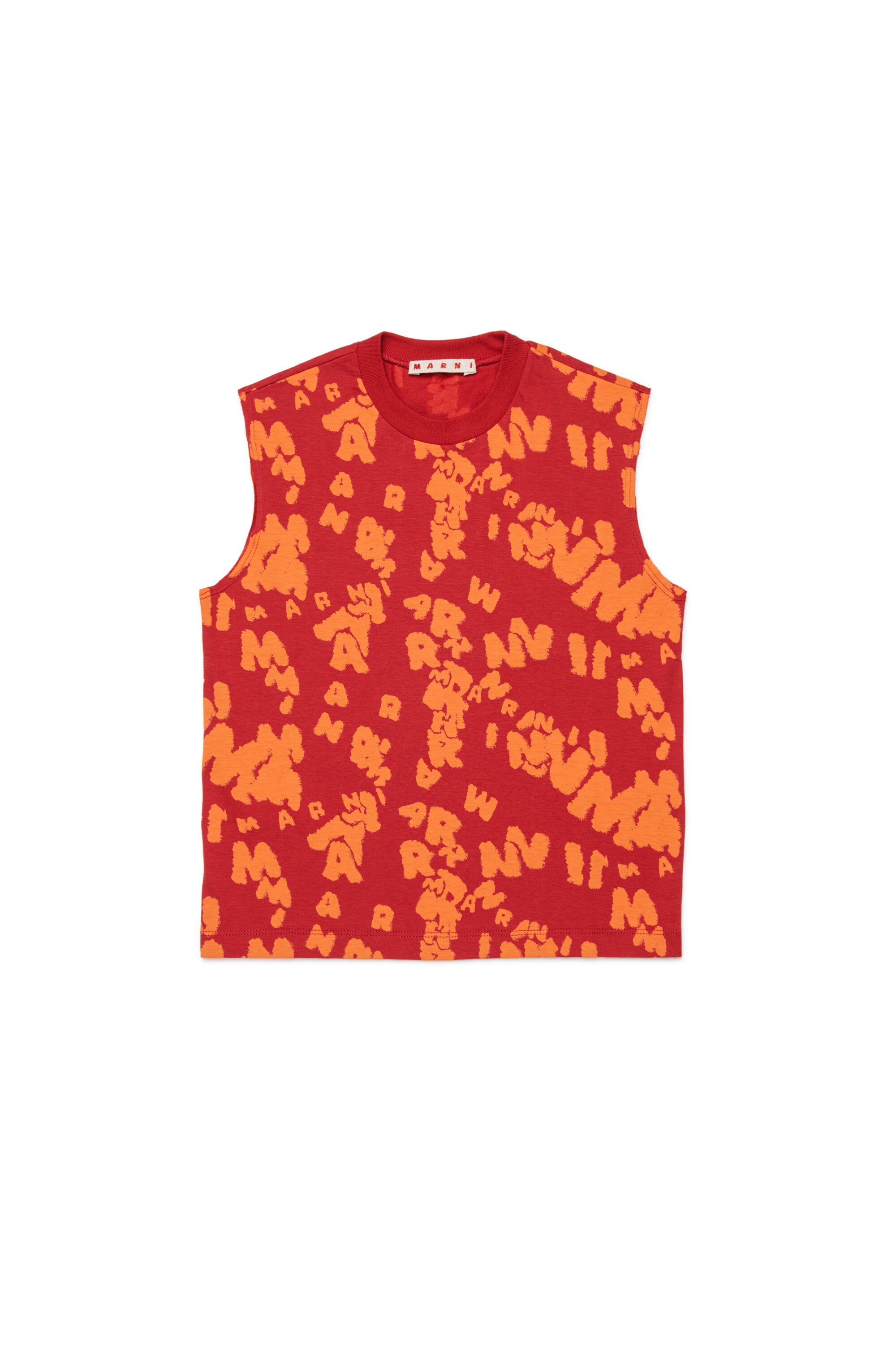 Sleeveless T-shirt with all-over logo