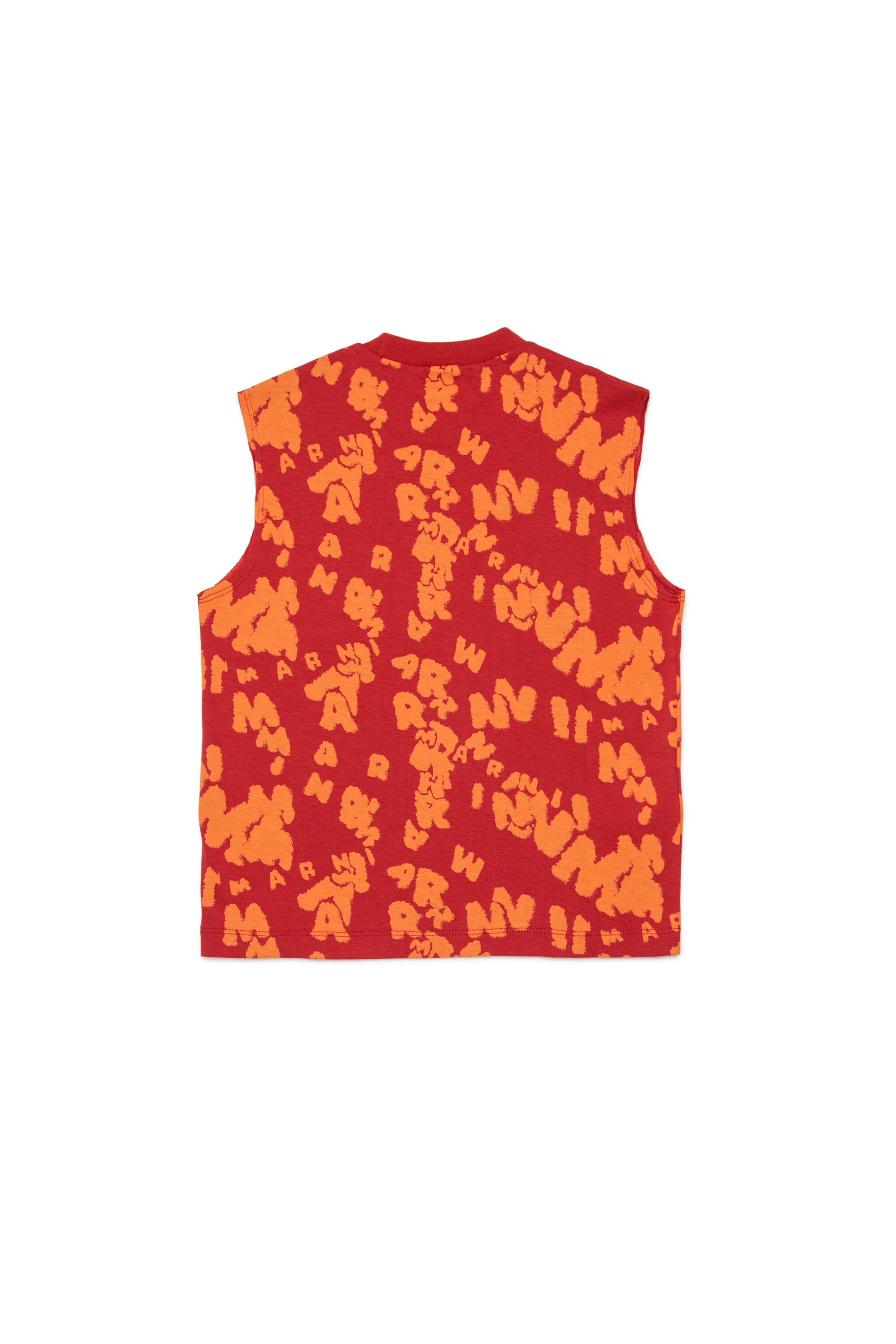 Sleeveless T-shirt with all-over logo