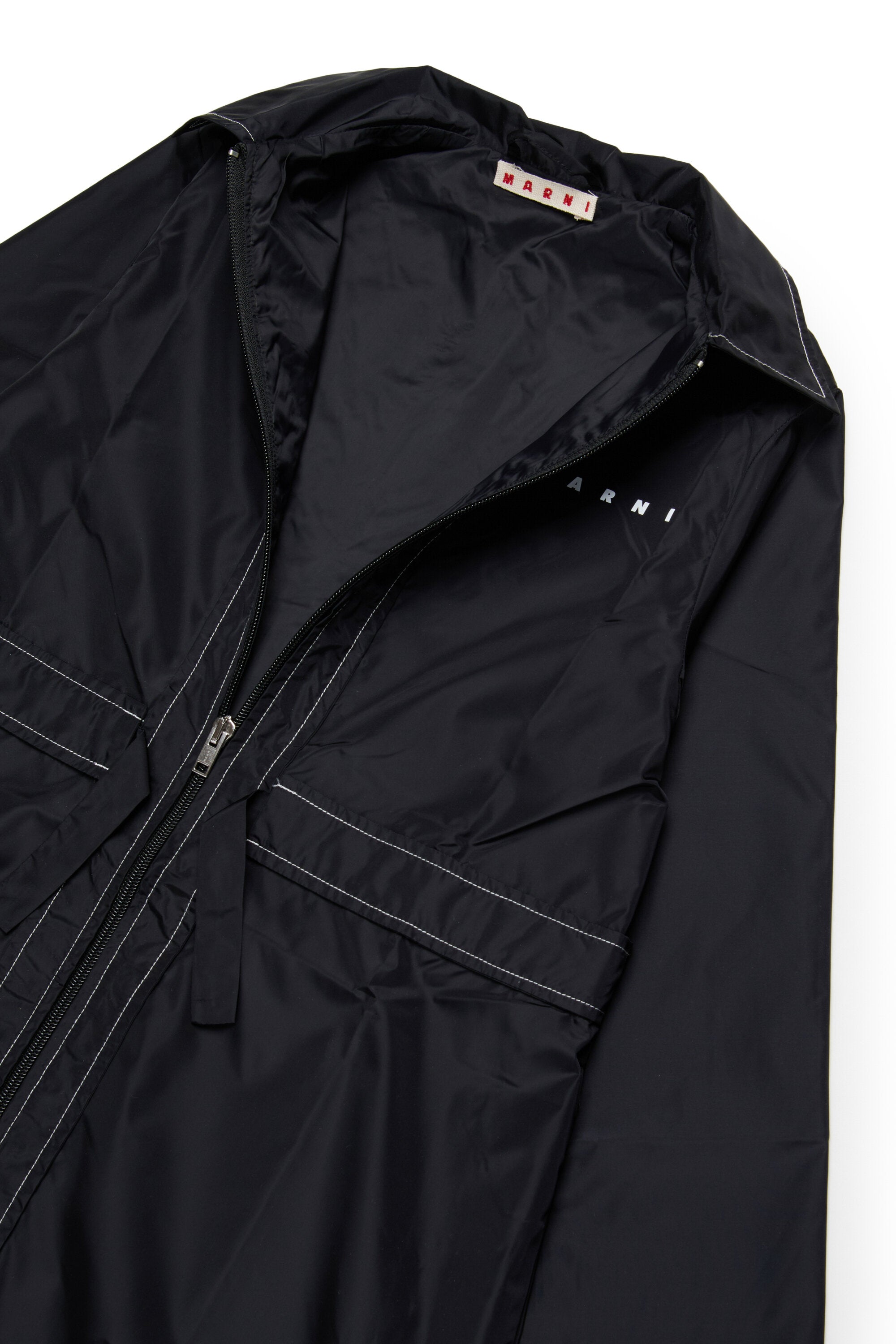 Long jacket with printed logo