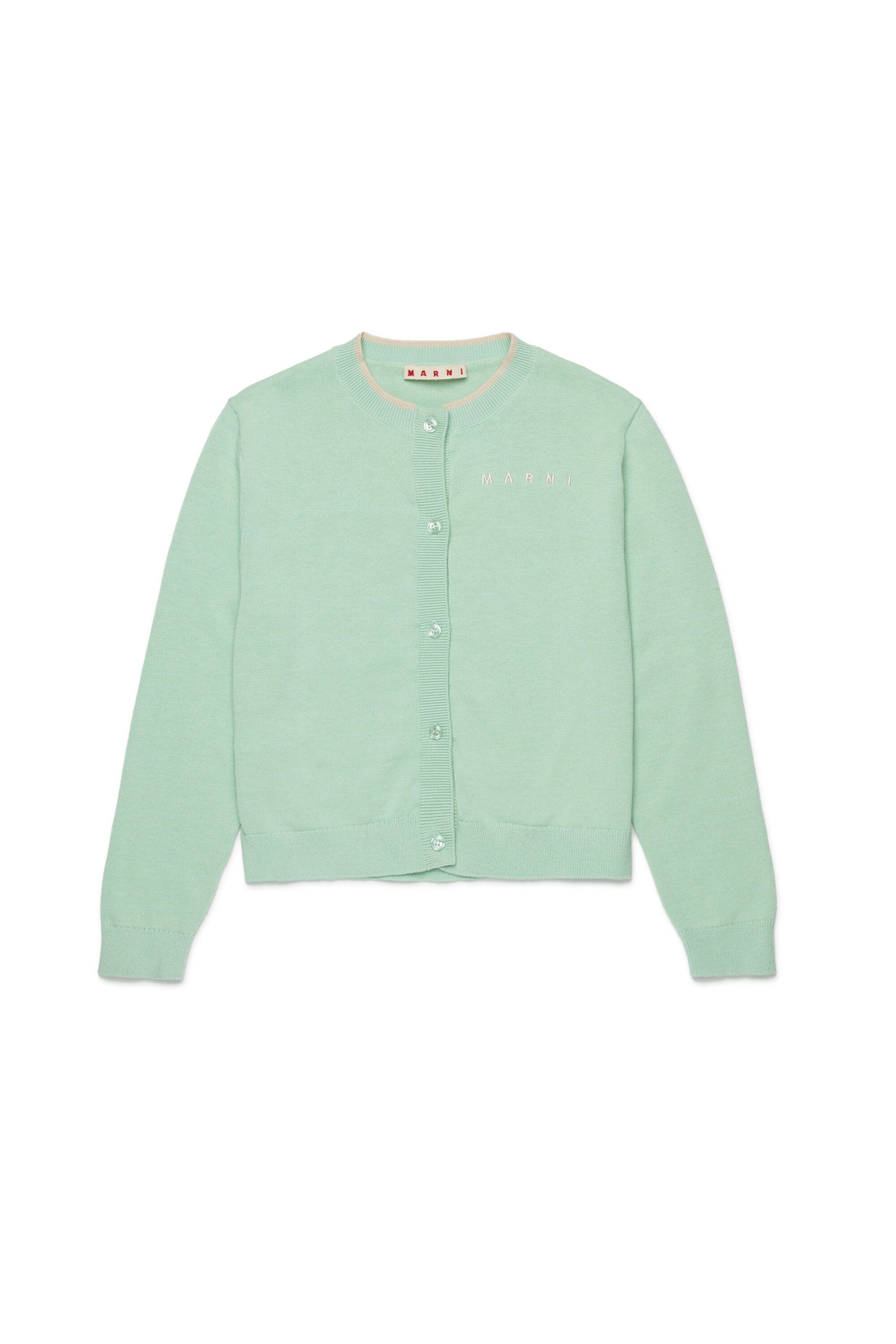 Crew-neck cardigan with logo