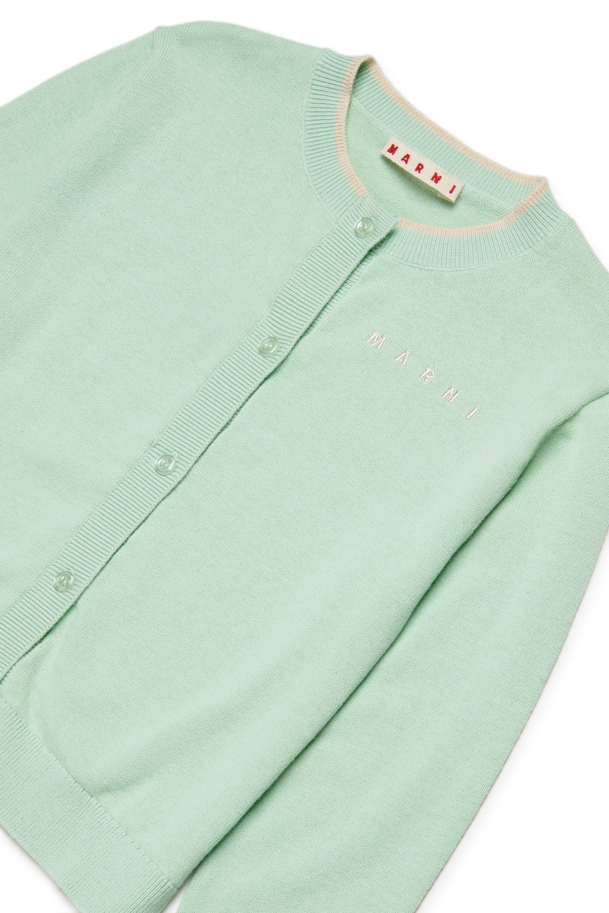 Crew-neck cardigan with logo