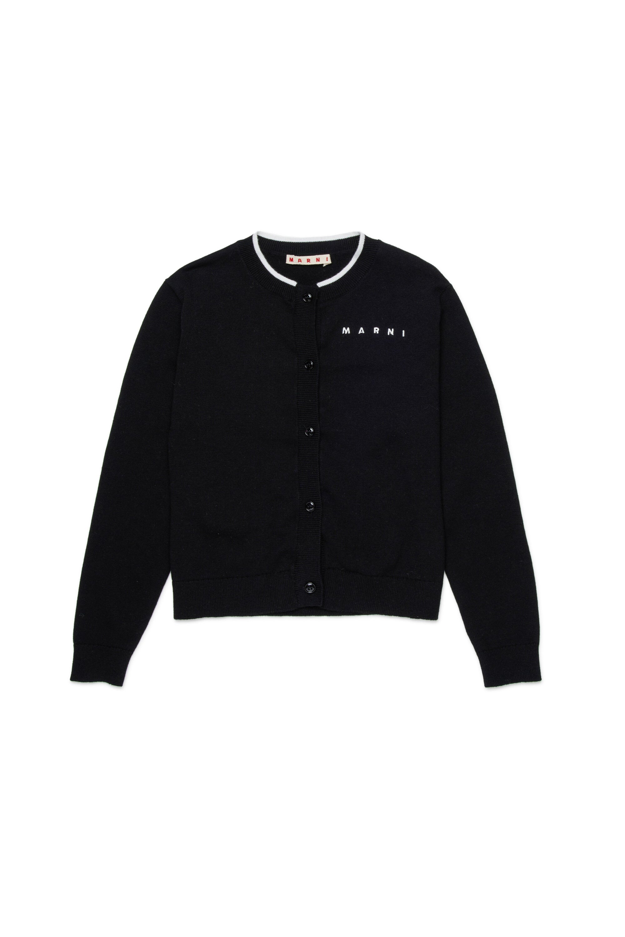 Crew-neck cardigan with logo