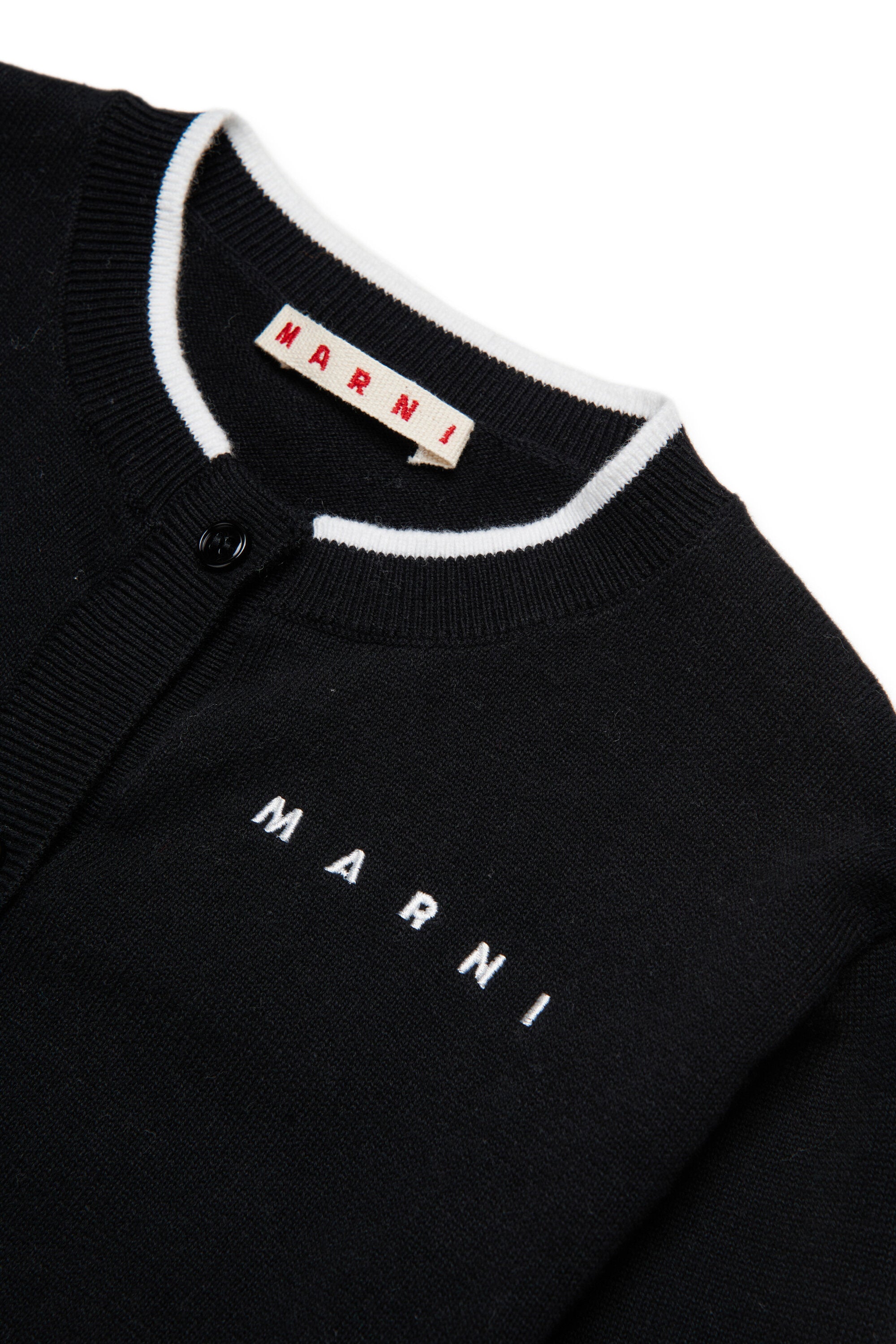 Crew-neck cardigan with logo