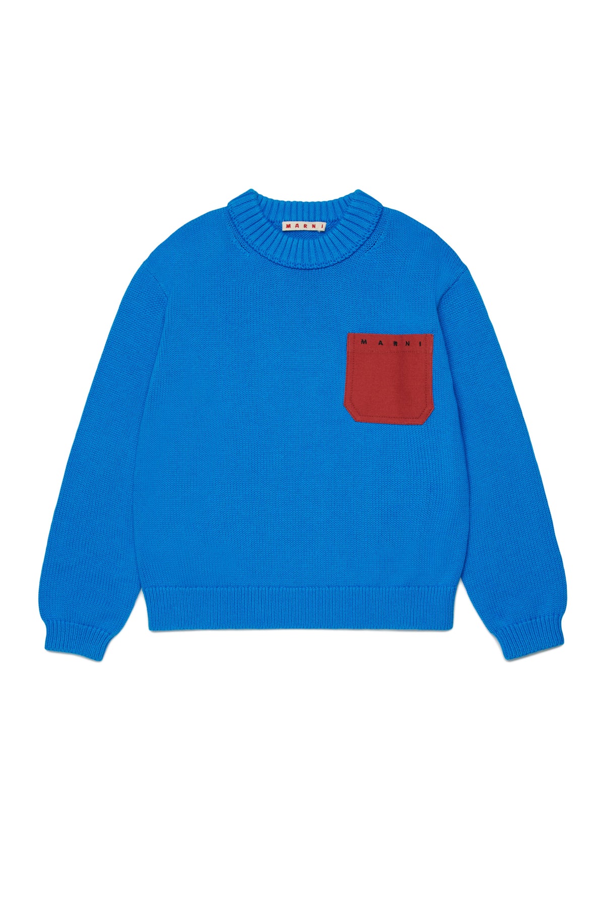 Crew neck pullover with chest pocket and logo