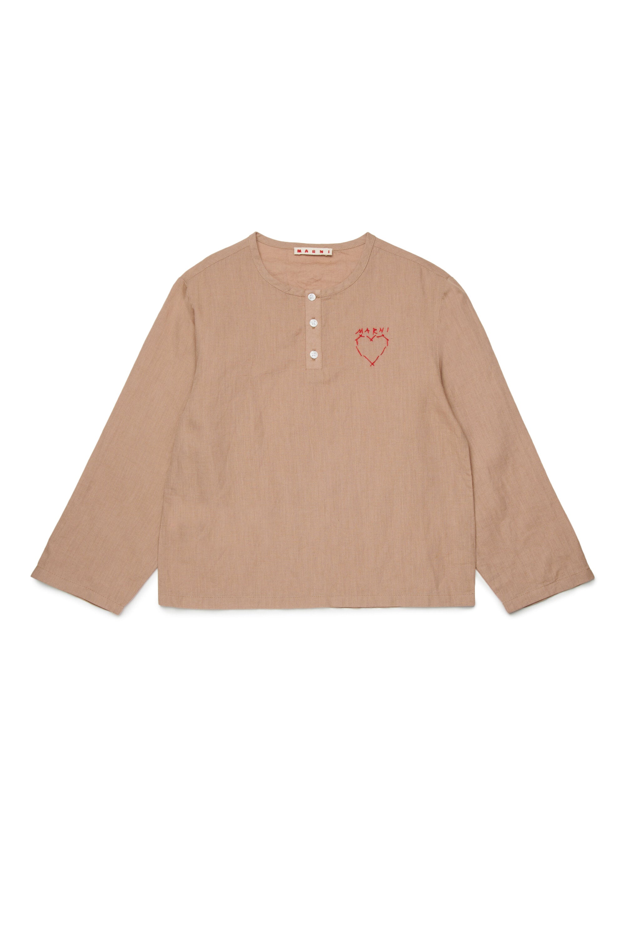 Long-sleeved shirt with heart embroidery
