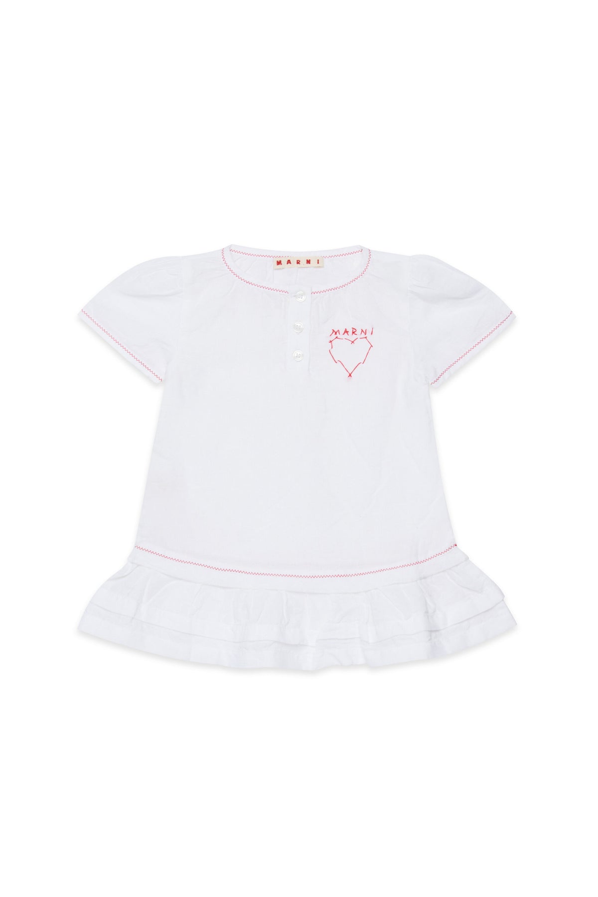 Short dress with embroidered logo and heart