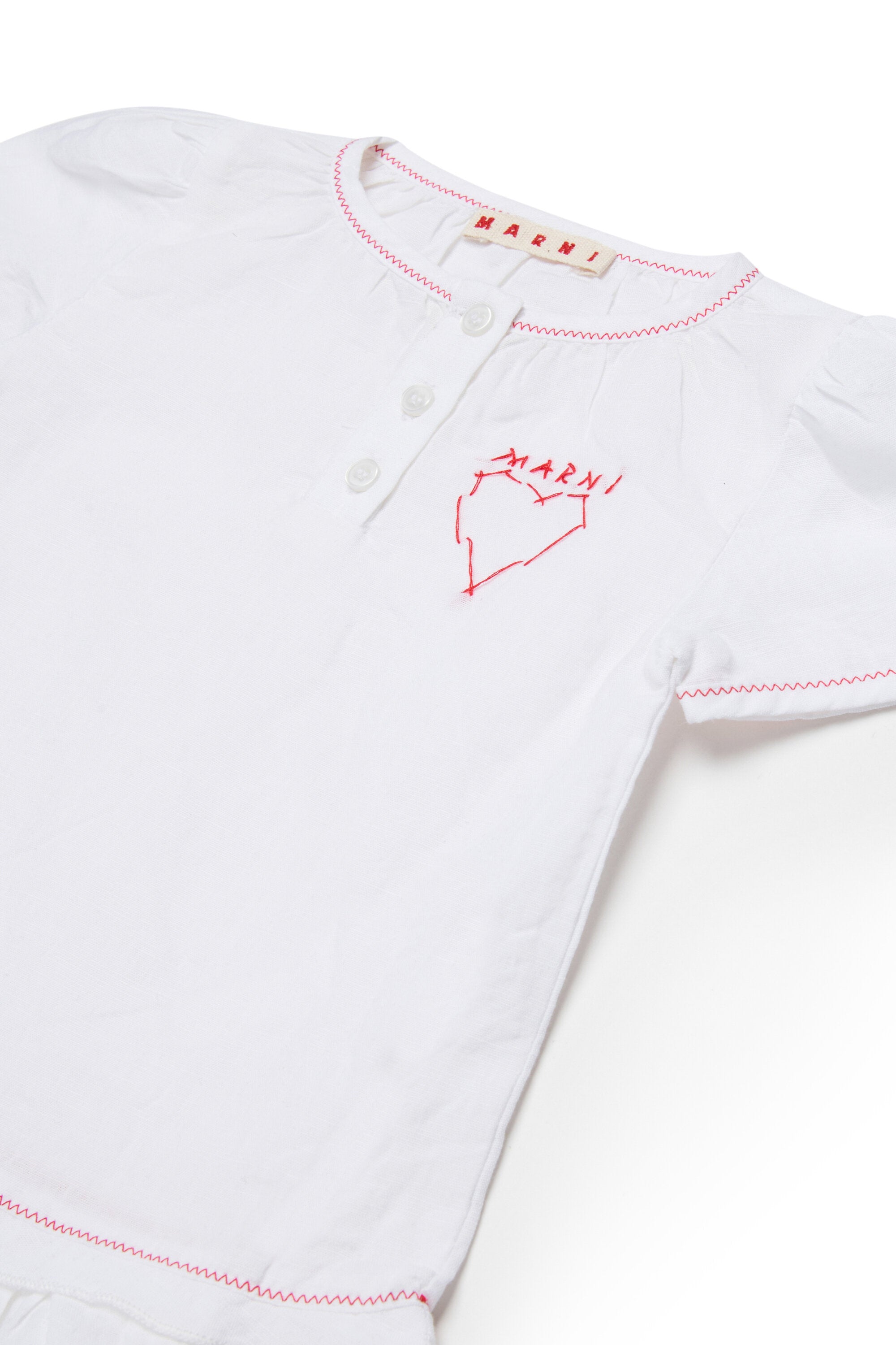 Short dress with embroidered logo and heart
