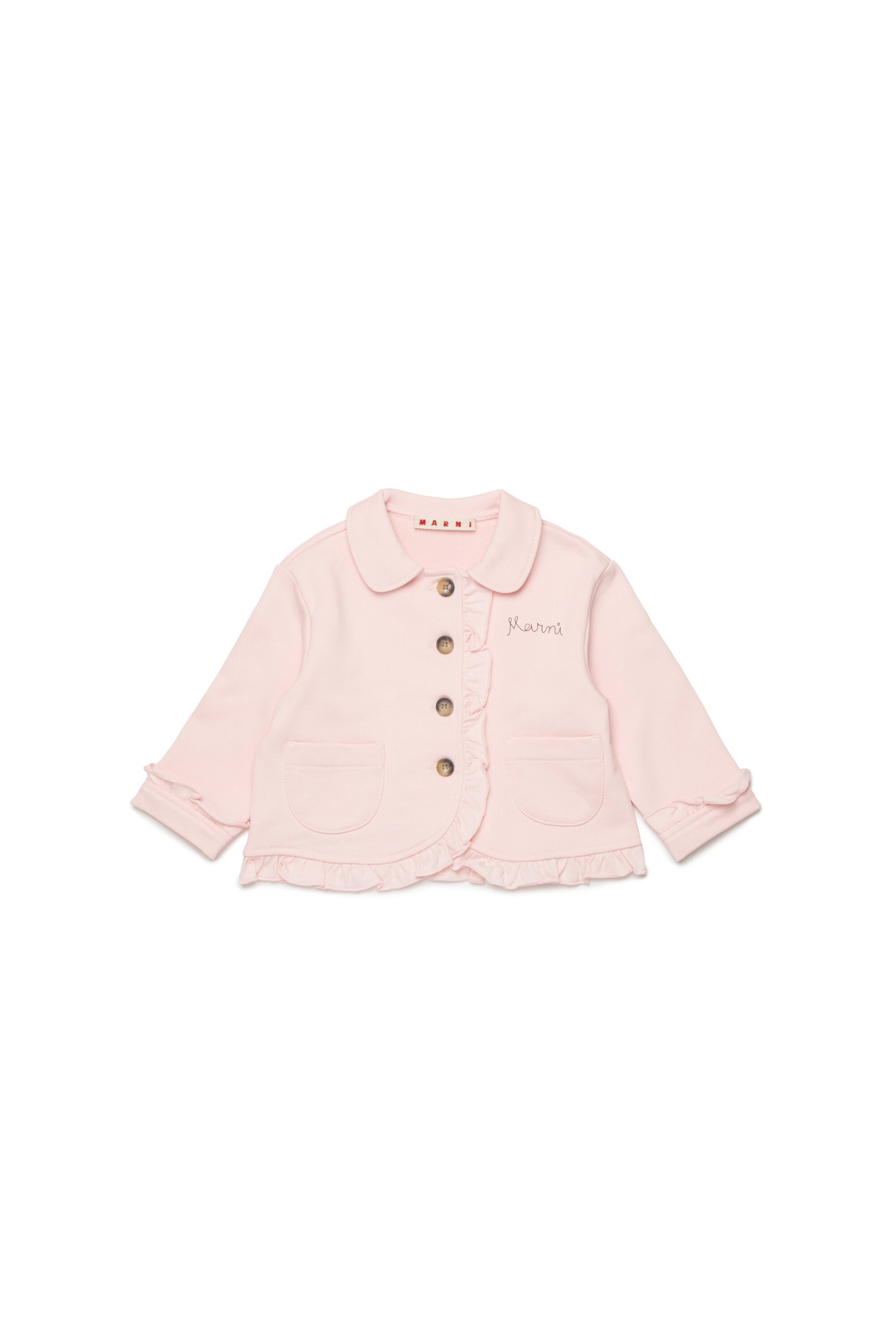 Jacket with ruffles and logo