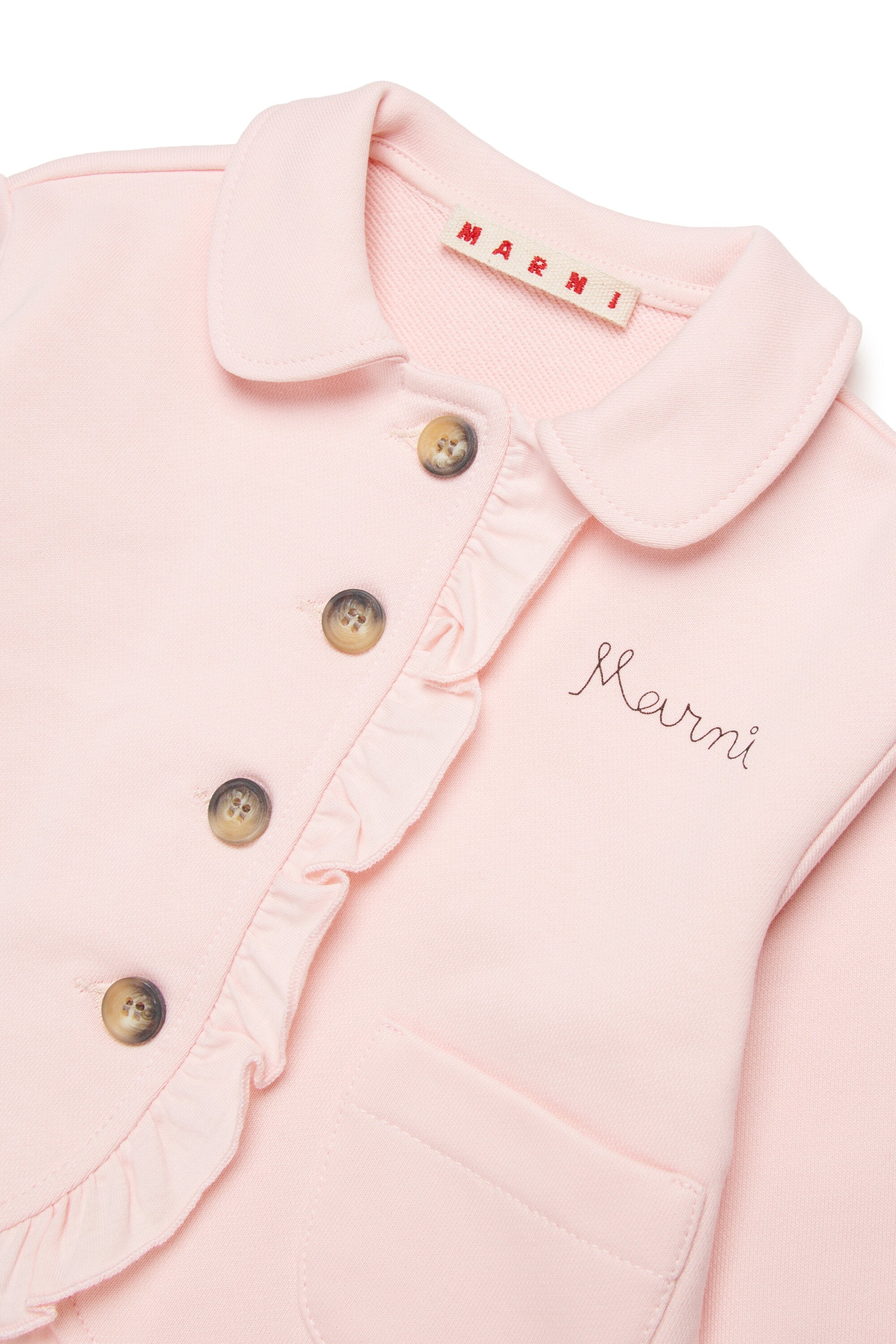 Jacket with ruffles and logo