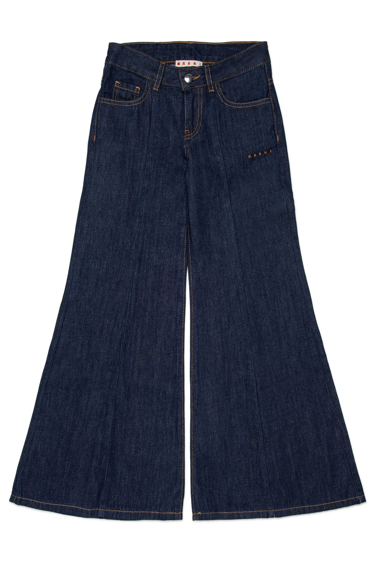 Dark blue flare jeans with logo