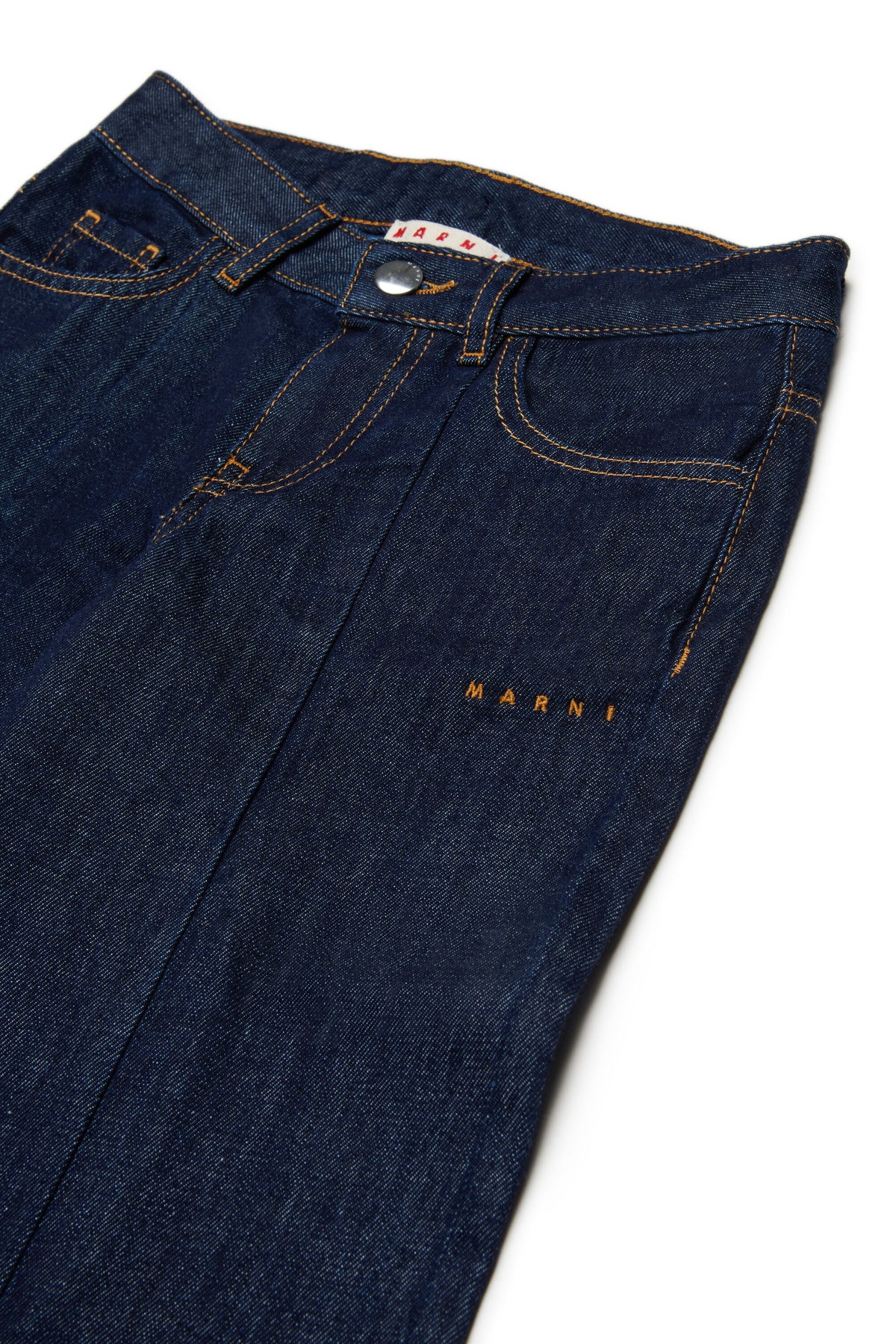 Dark blue flare jeans with logo