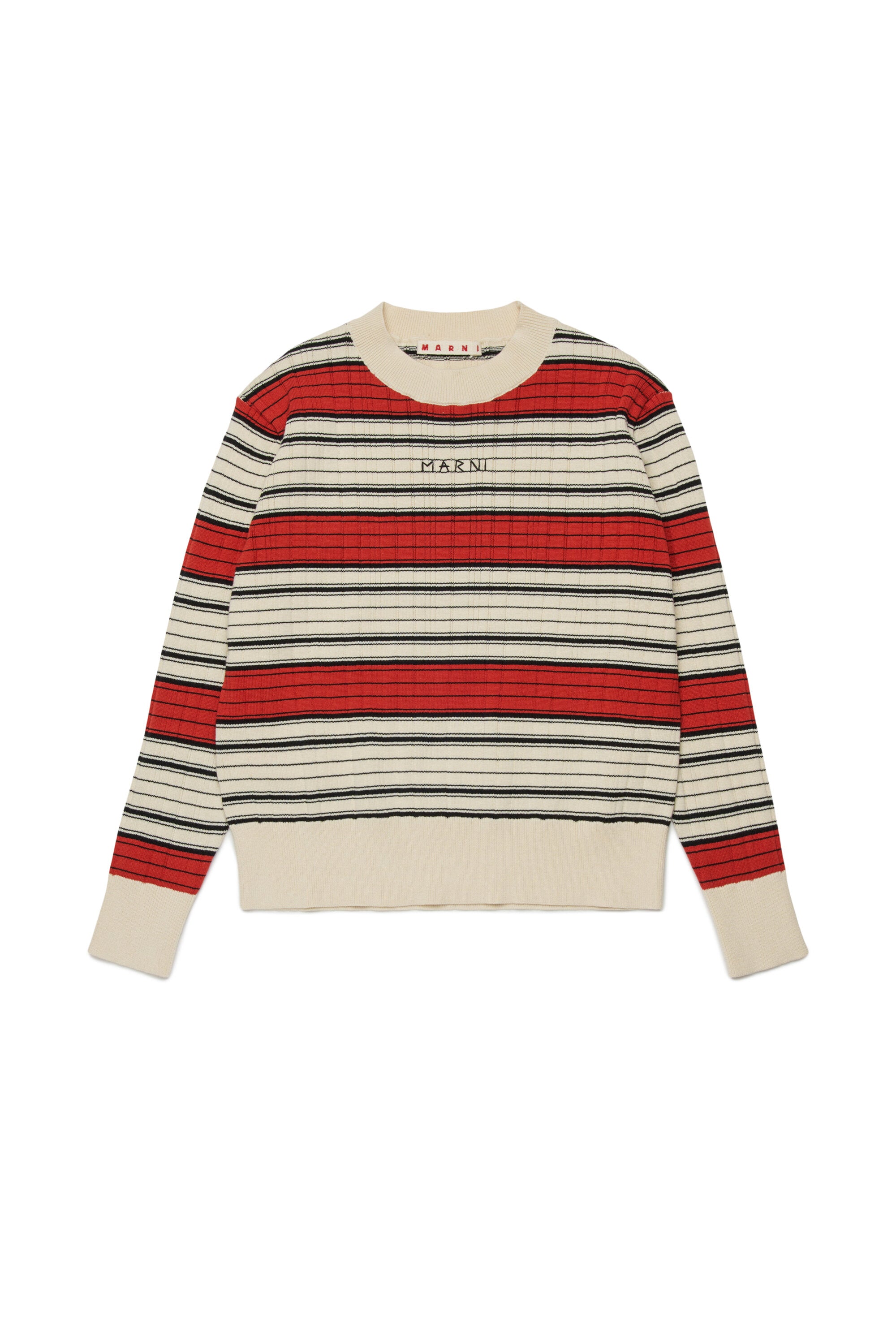 Striped crewneck sweater with logo