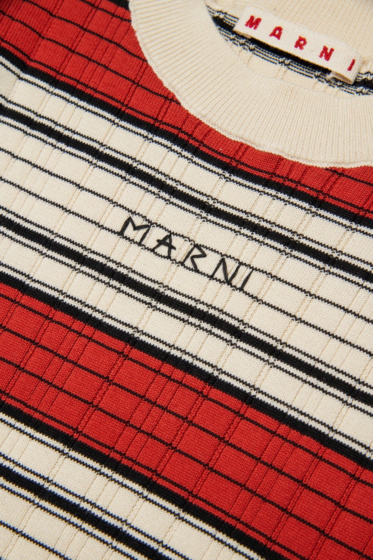 Striped crewneck sweater with logo
