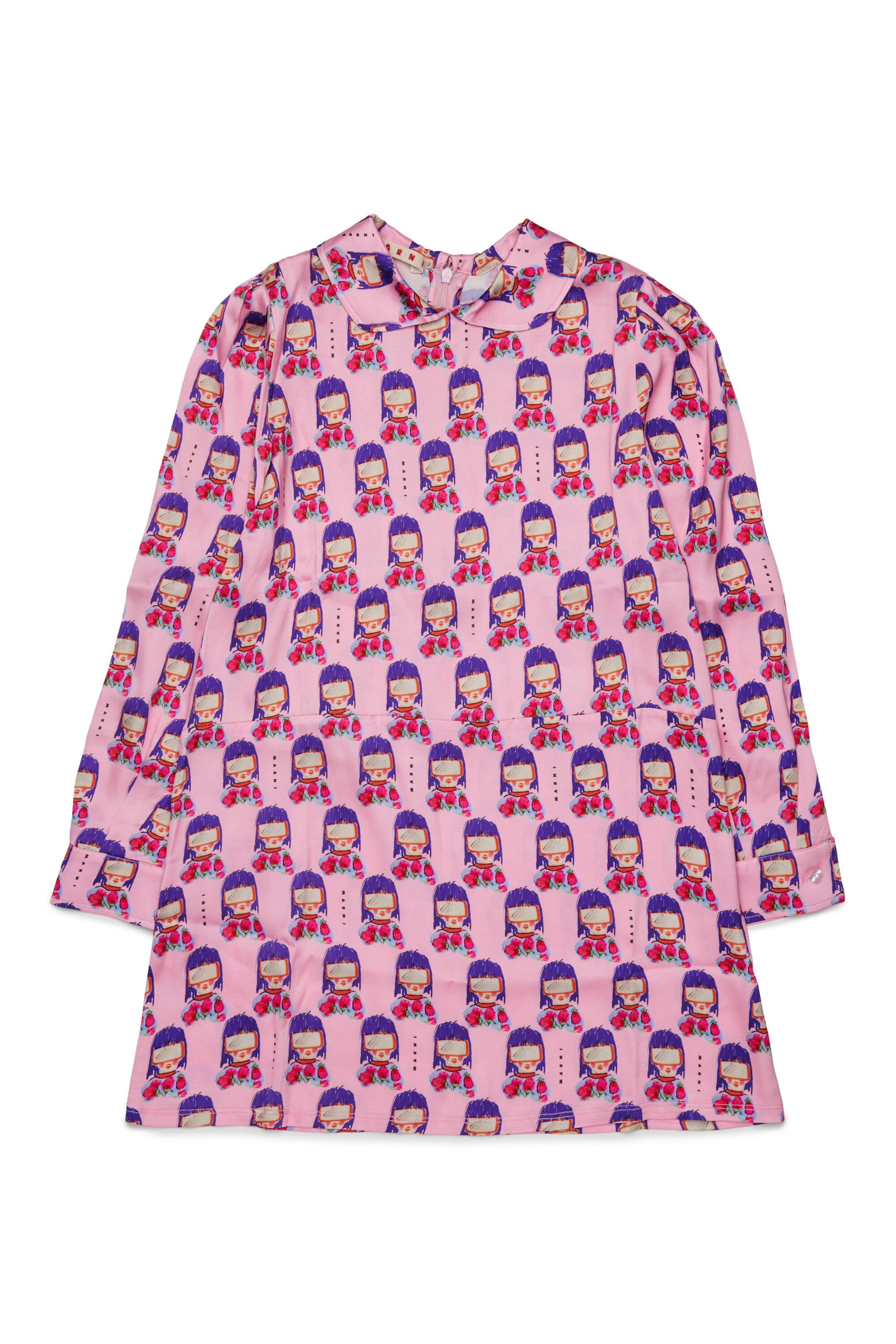 Patterned dress with classic collar