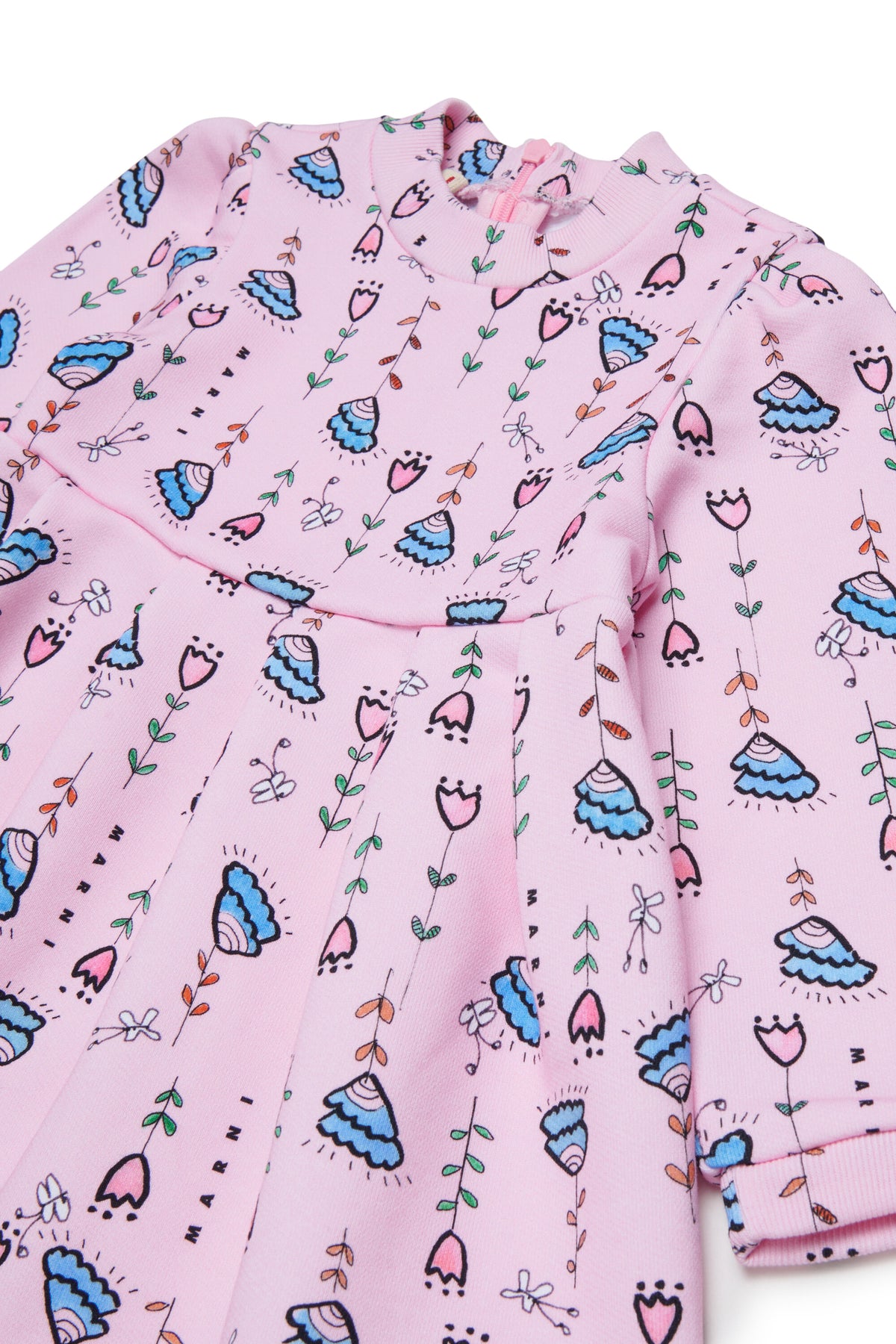 Dress with logo and floral pattern