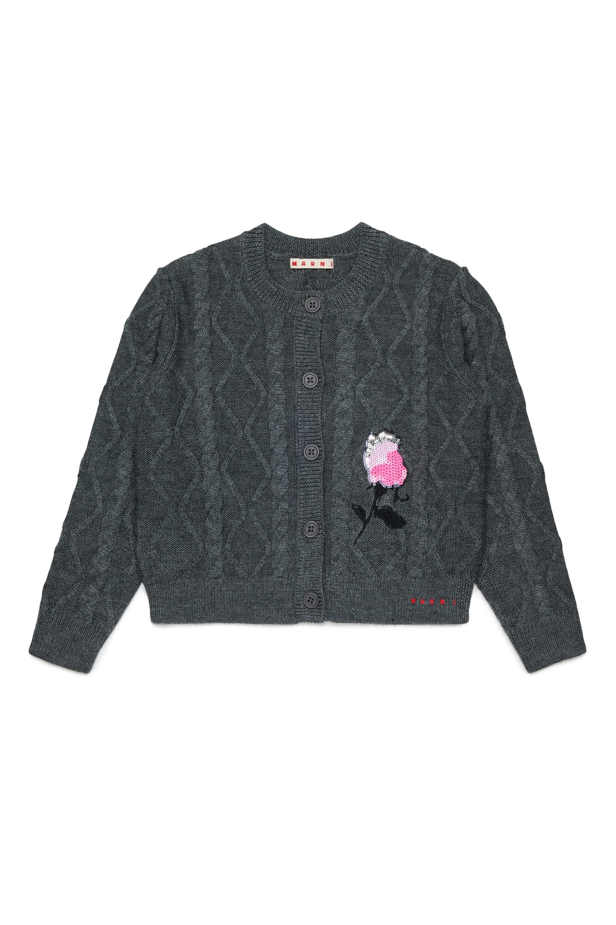 Cable-knit cardigan with logo