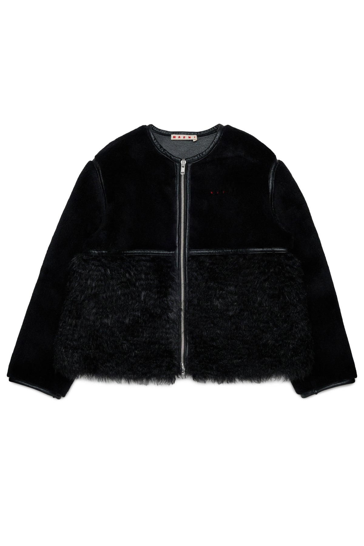 Shearling jacket with printed logo