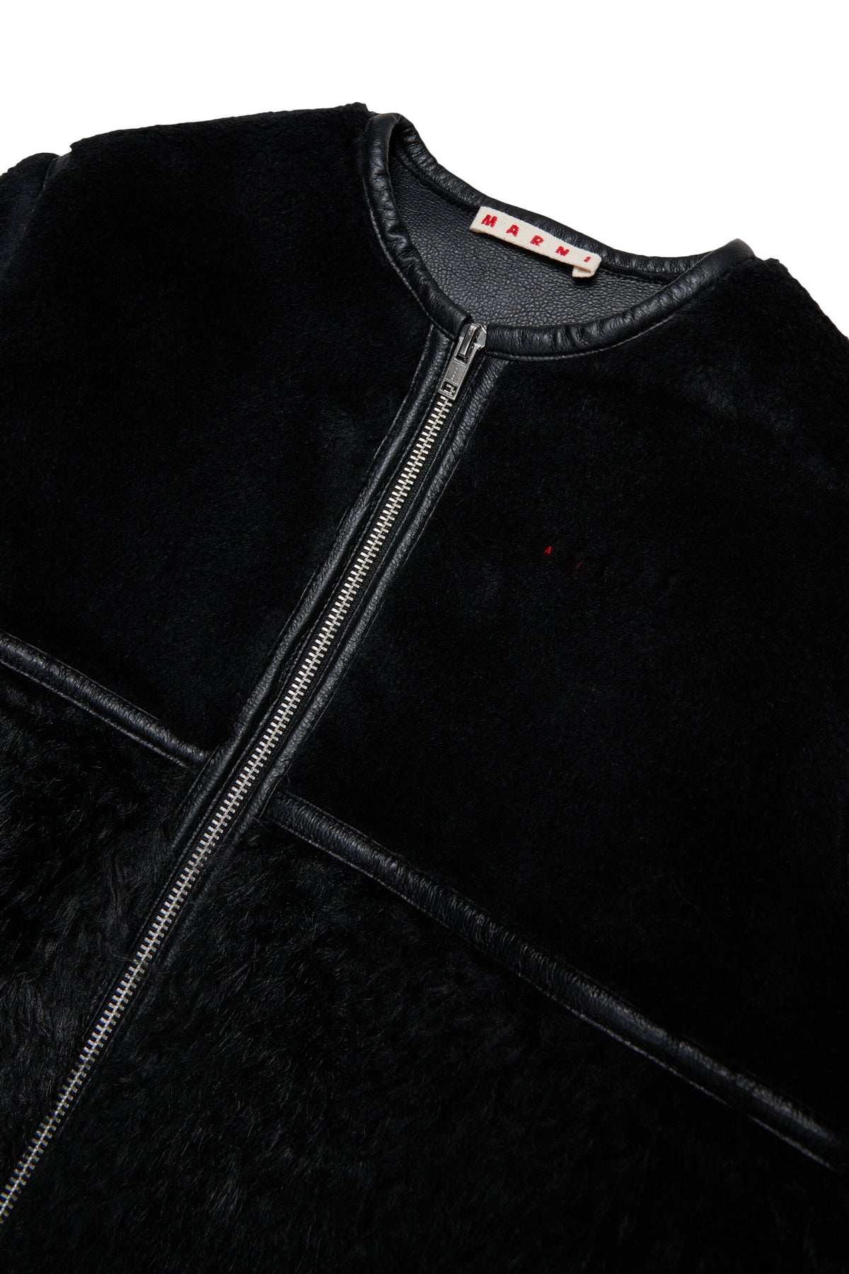 Shearling jacket with printed logo