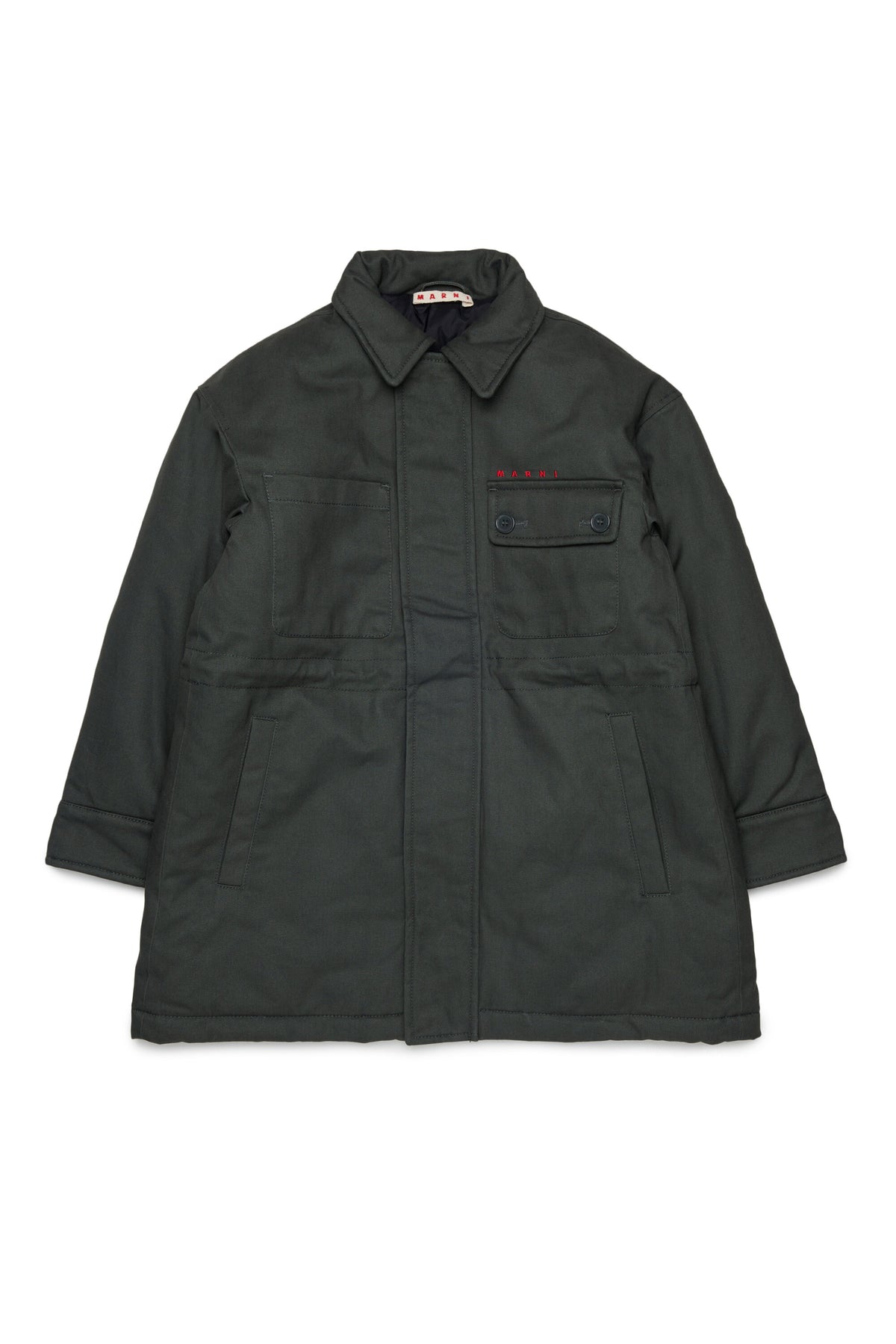Parka jacket with printed logo
