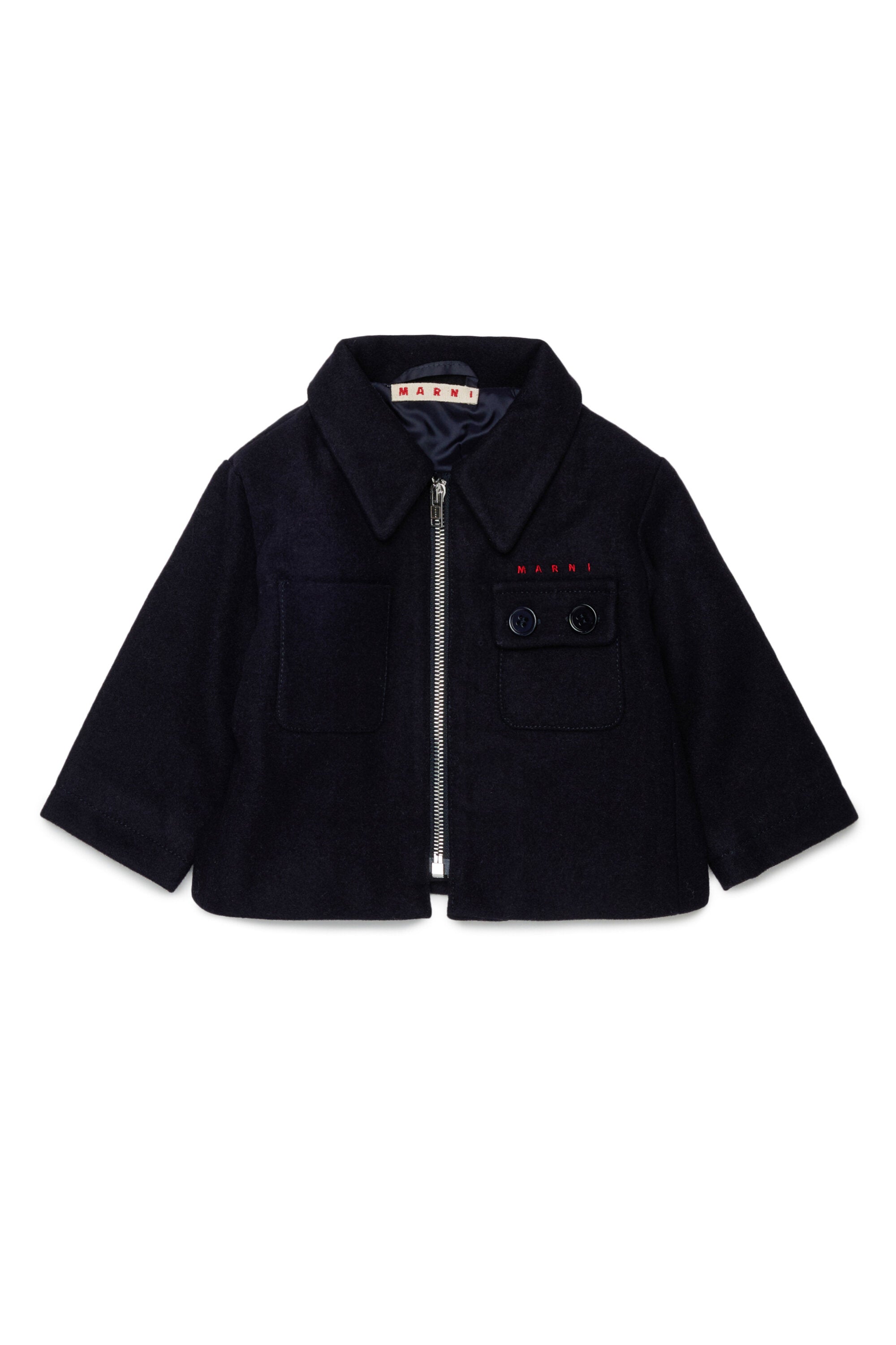 Wool-blend jacket with embroidered logo