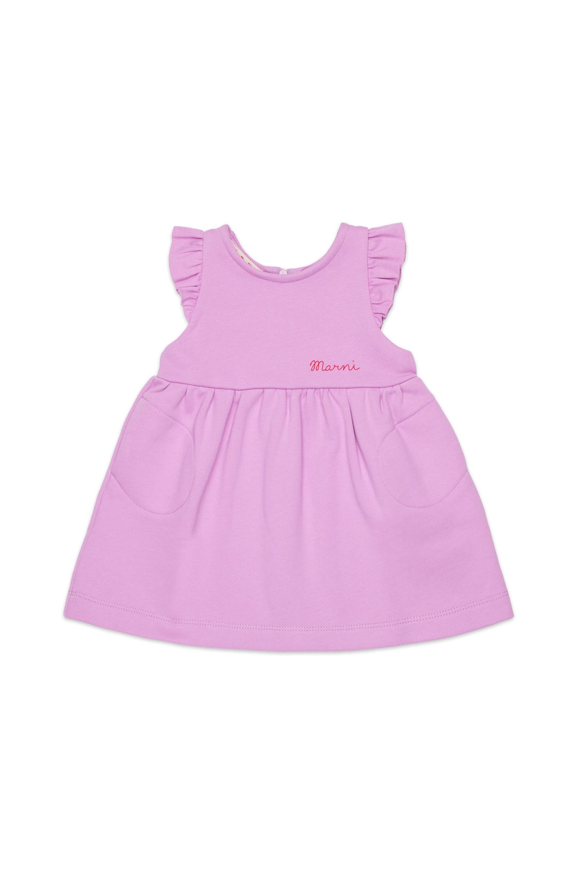 Short dress with ruffles and logo