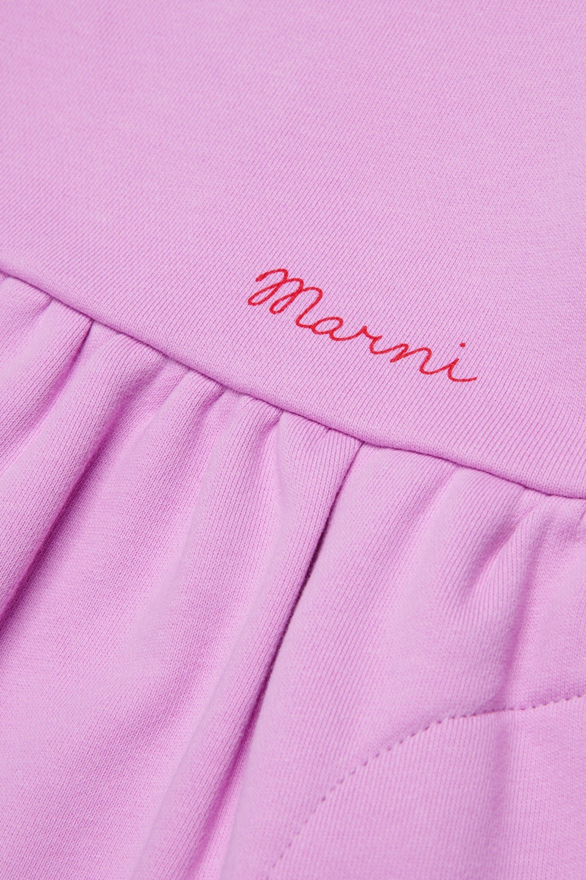 Short dress with ruffles and logo