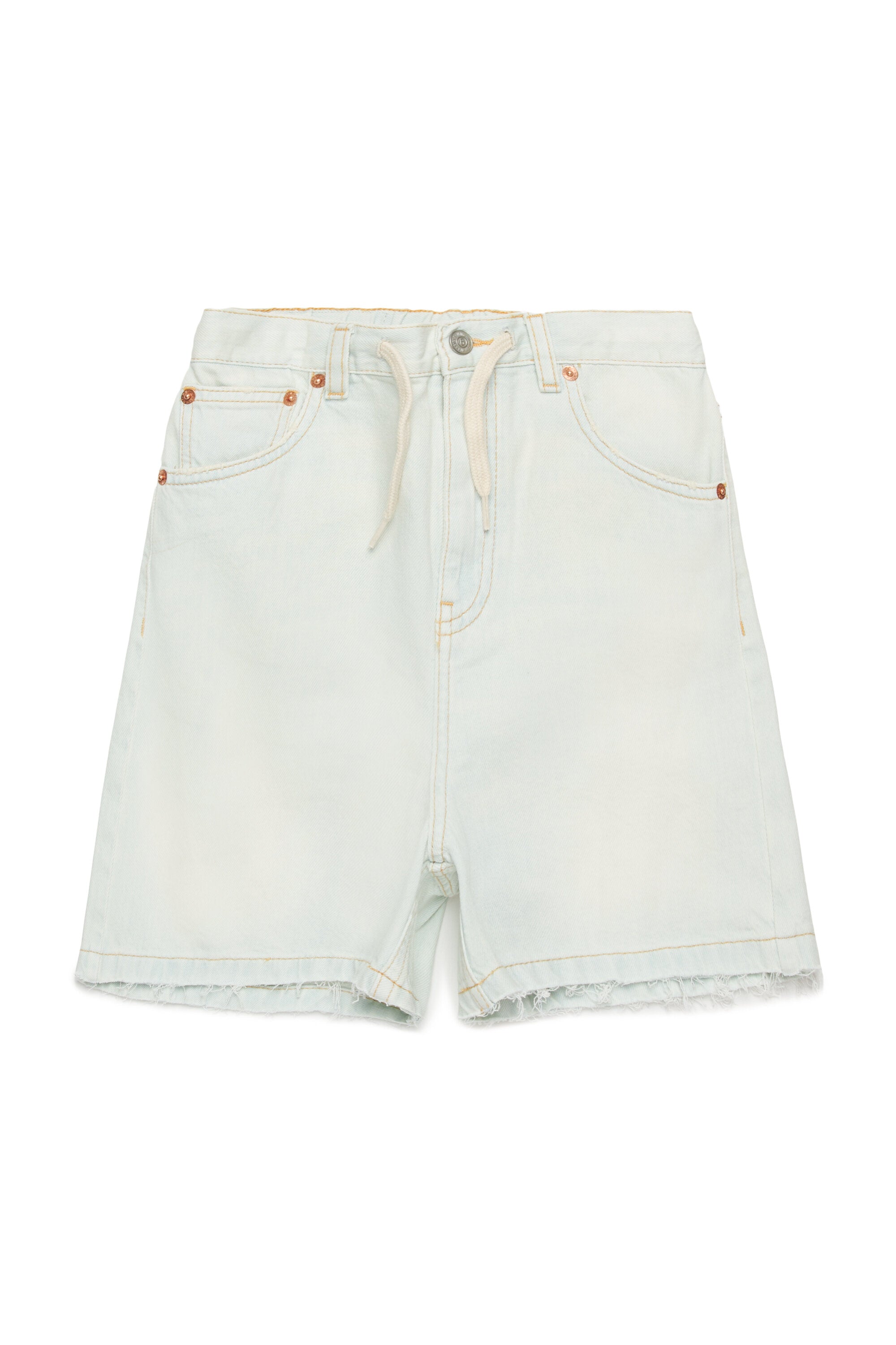 Light worn-effect denim shorts