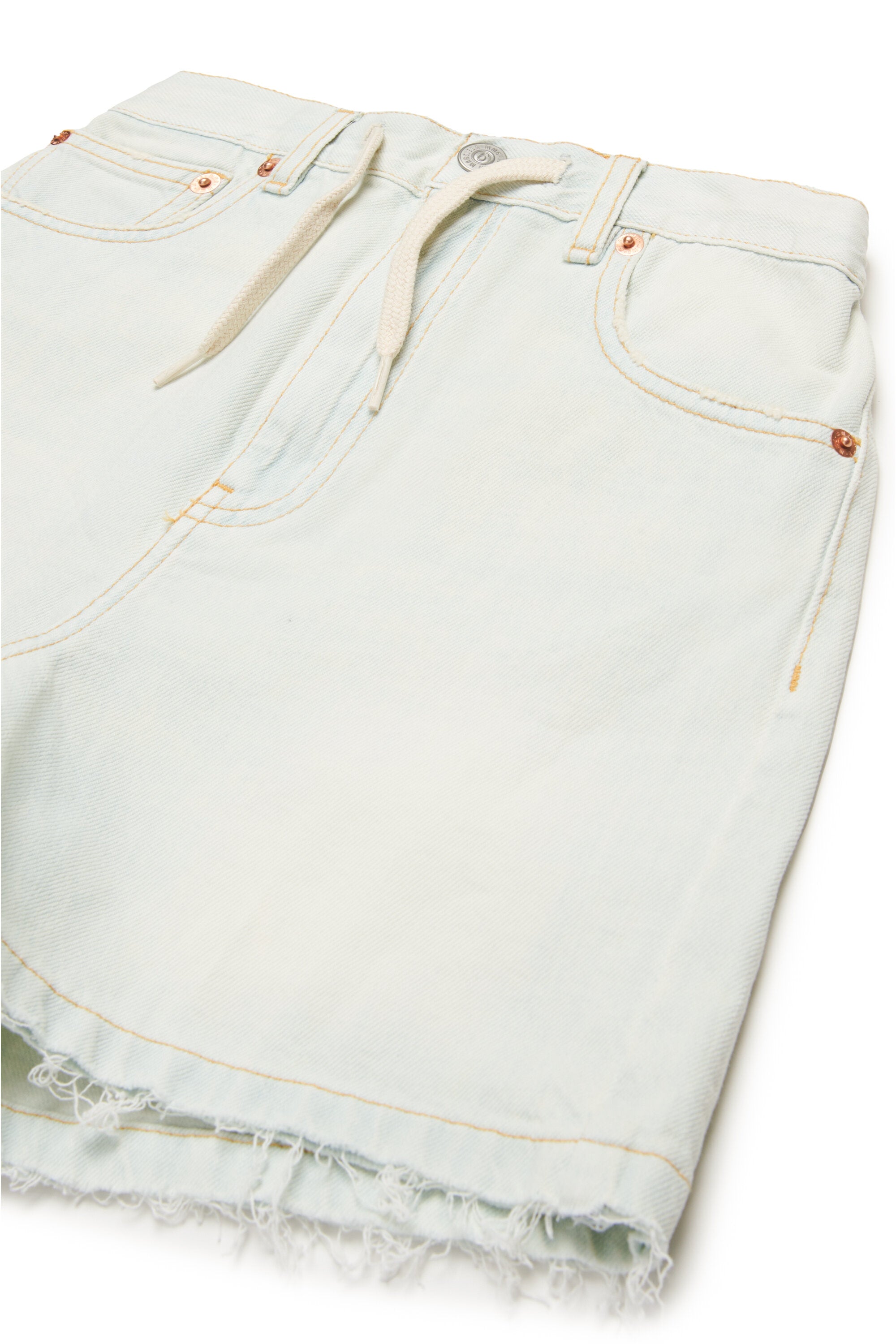 Light worn-effect denim shorts