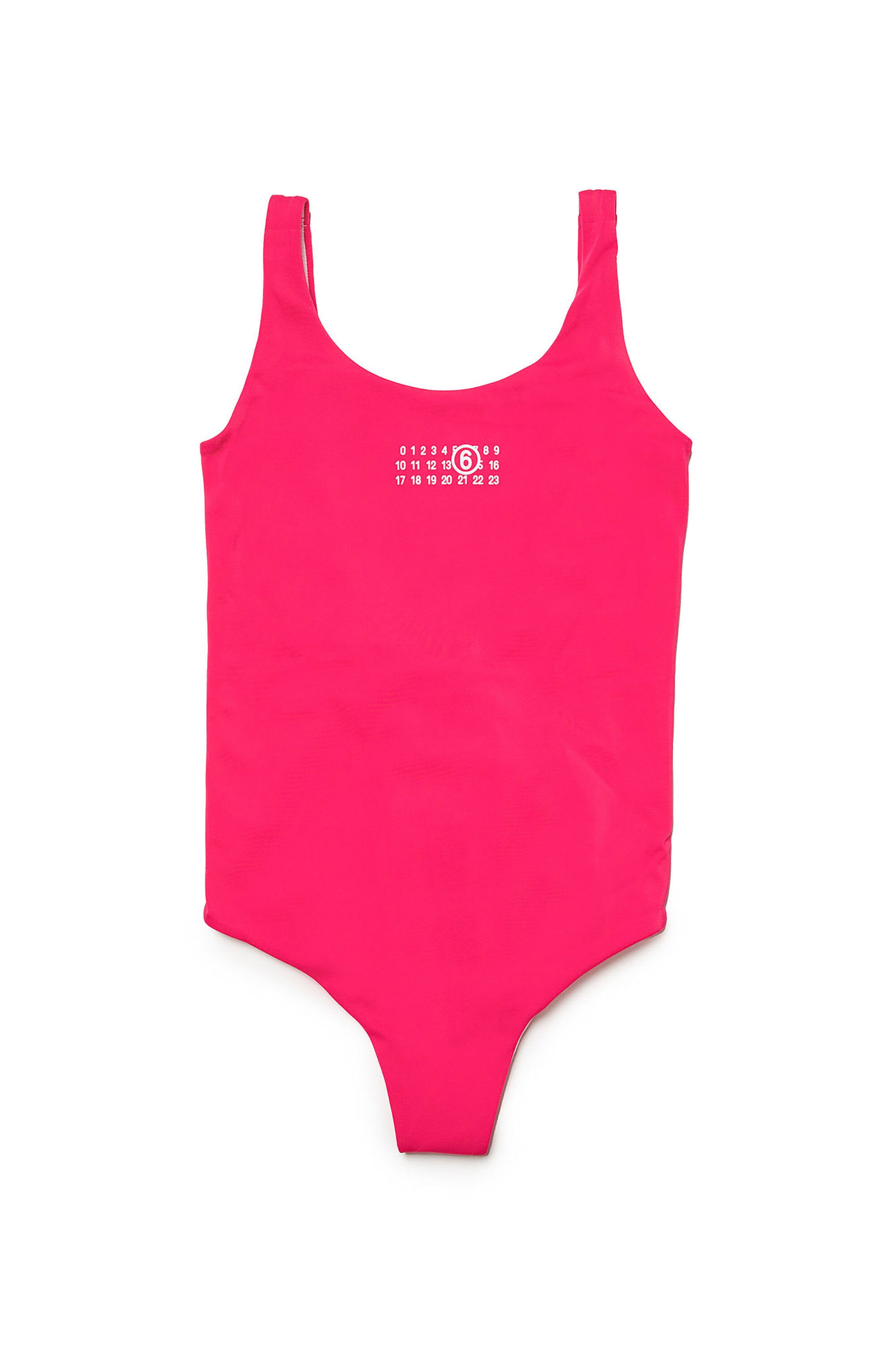 Lycra one-piece swimsuit with branded numeric logo