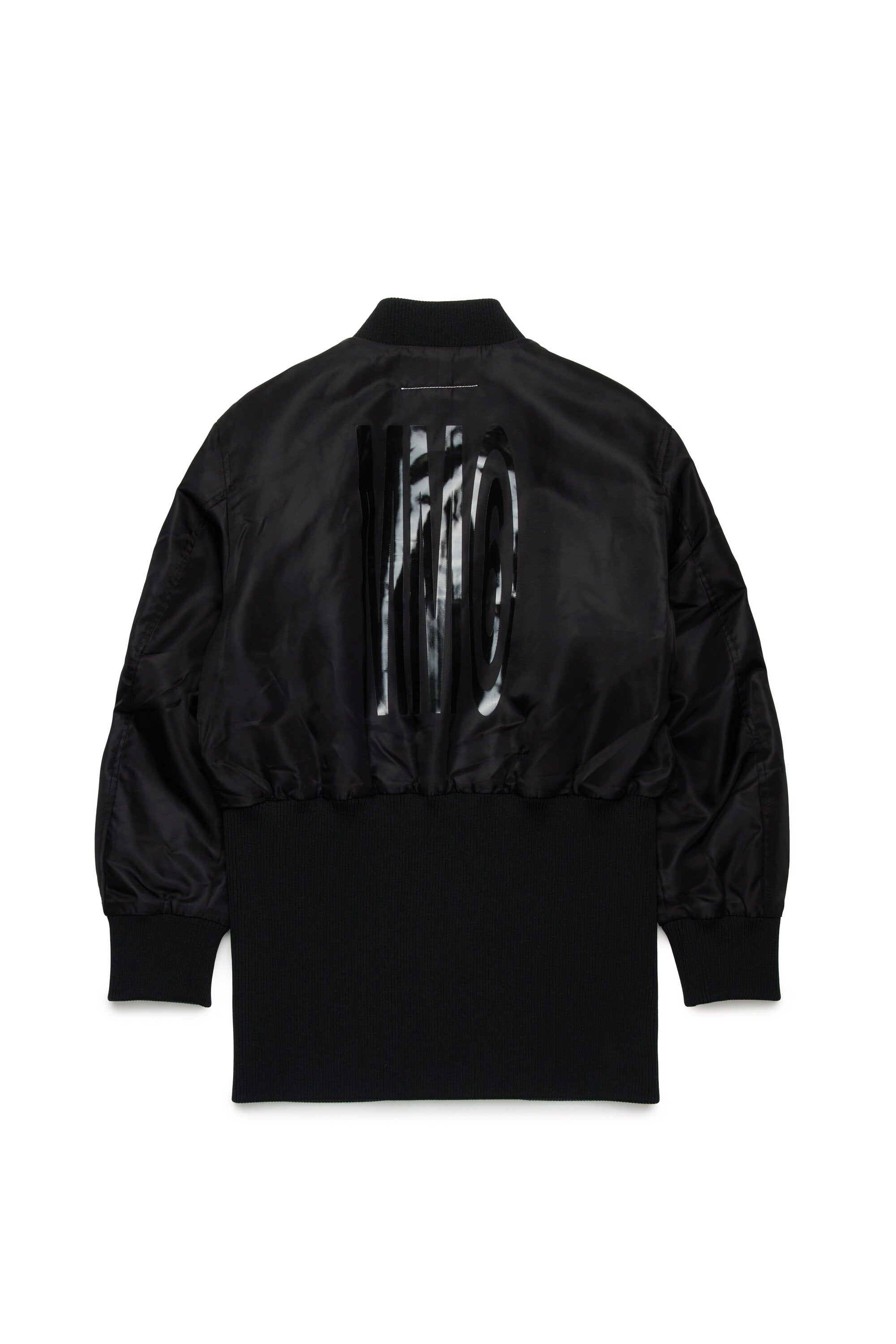 Long bomber jacket with maxi logo